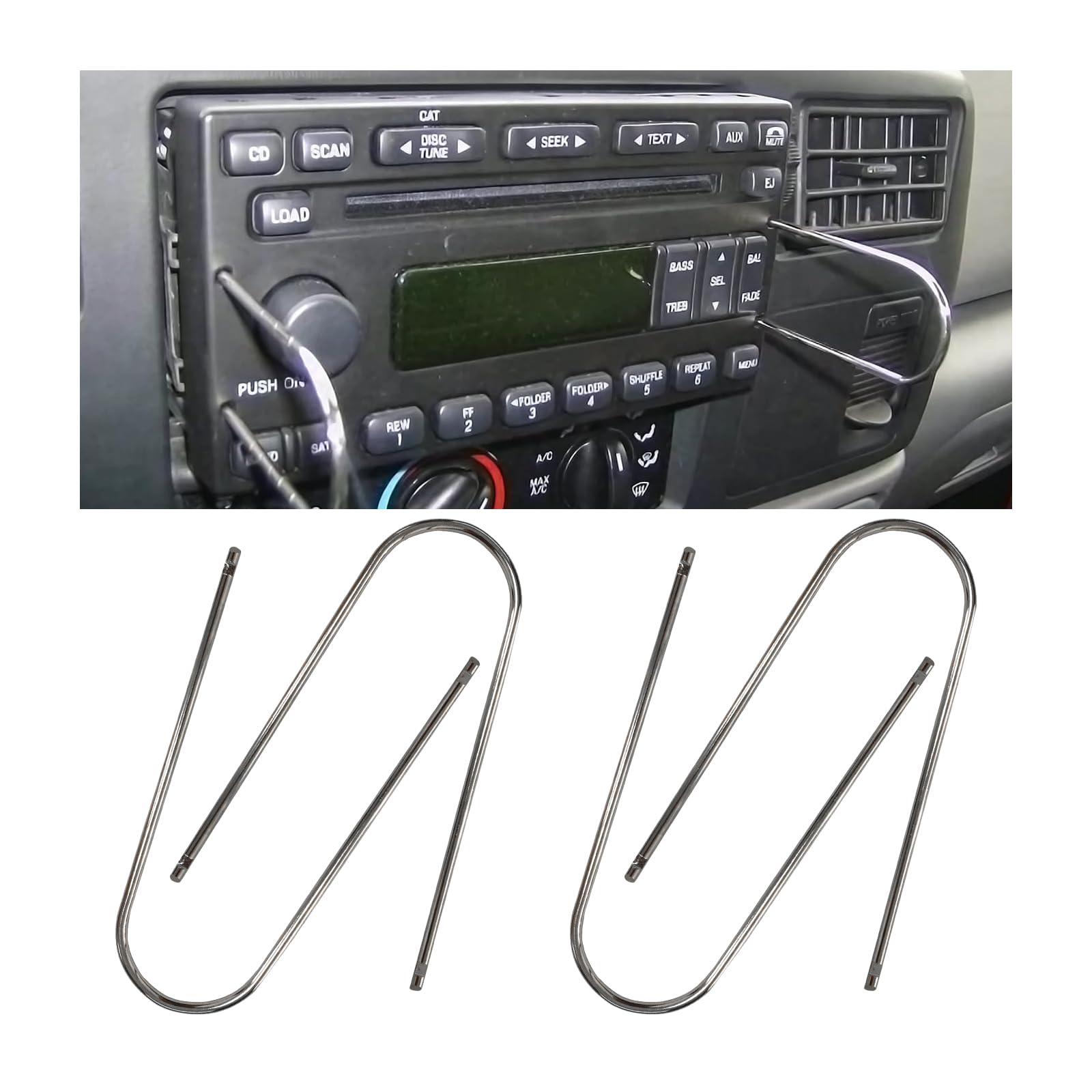 4-Piece Car Radio Removal Pry Tool Kit - U-Shaped Stainless Steel Auto Stereo Release Tools for Most Vehicles | Universal Dash Audio Disassembly | Perfect for DIY Car Stereo Installation & Repair