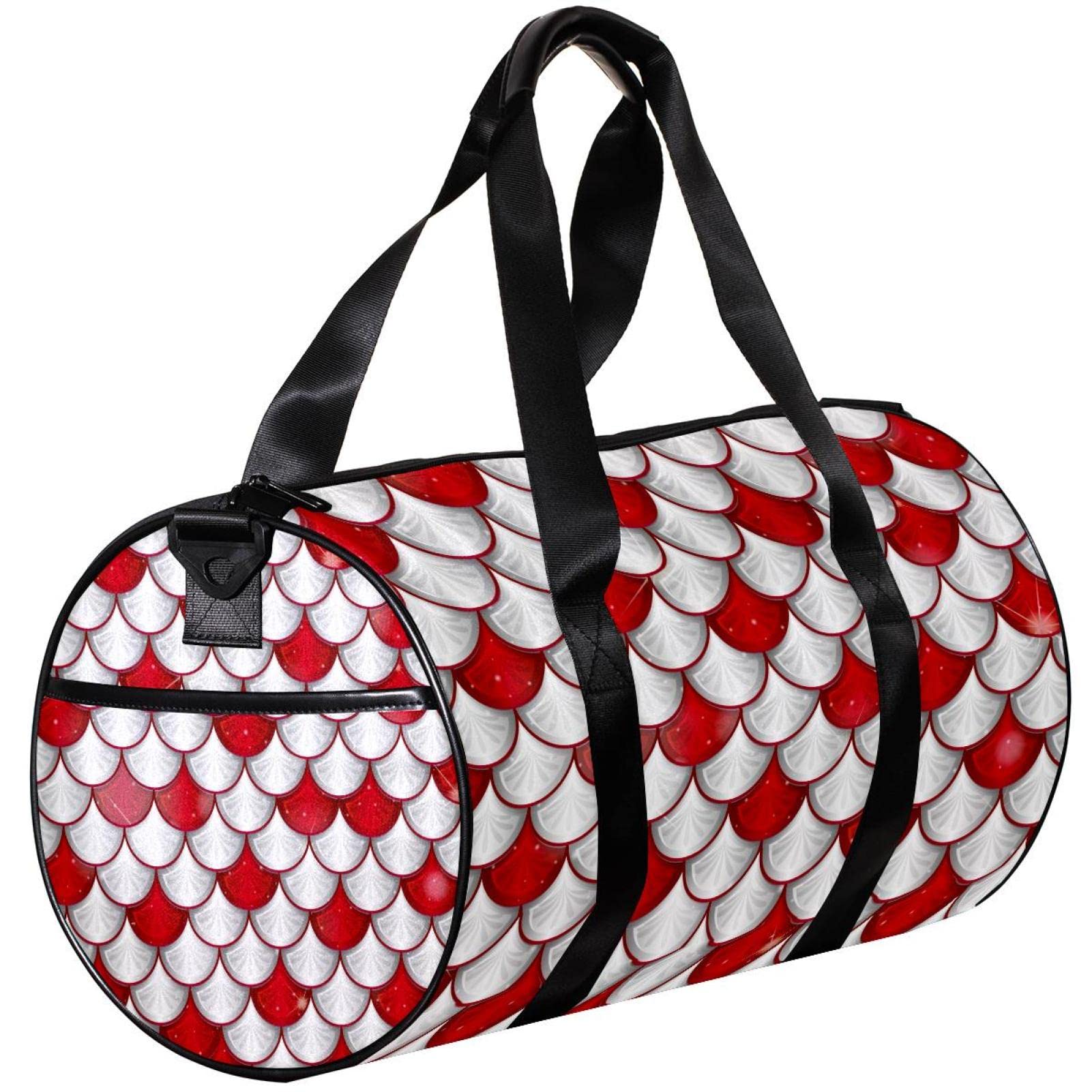 Red Fish Scale Small Travel Duffel Bag - Lightweight Canvas Gym Bag for Sports & Workout - Perfect for Weekend Getaways, Gym Sessions & Outdoor Adventures