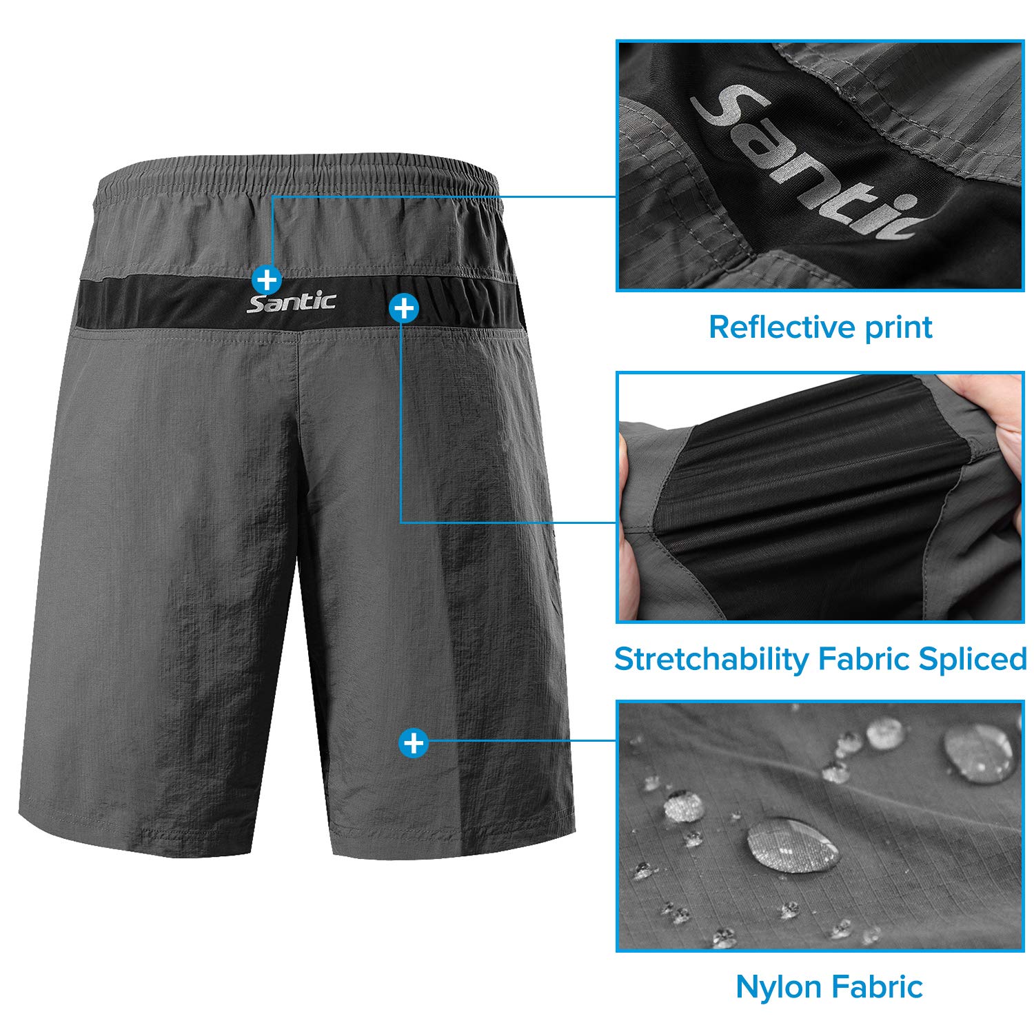 Santic Men's 3D Padded Mountain Bike Shorts - Lightweight Breathable Cycling MTB Shorts for Men - Perfect for Trail Riding, Mountain Biking & Outdoor Adventures