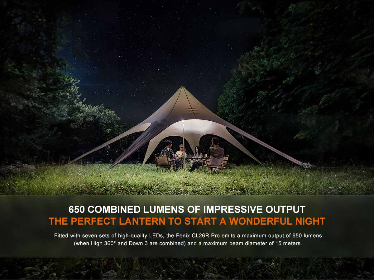 Fenix CL26R PRO Rechargeable Camping Lantern - 400 Lumens, USB-C, IP66 Waterproof, Perfect for Outdoor Adventures, Hiking, Emergency & Power Outages