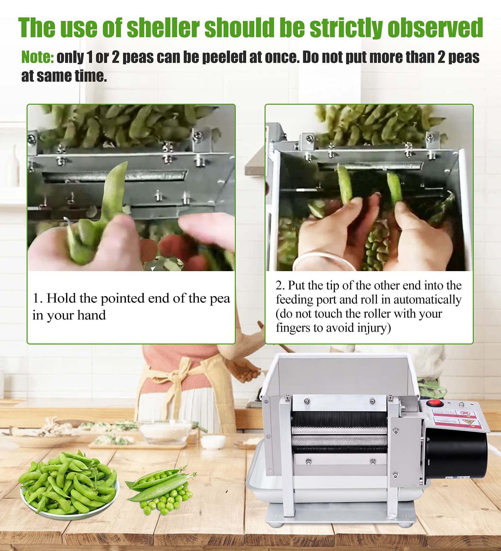 Electric Pea Sheller Machine 110V - Semi-Automatic Pea & Bean Sheller for Commercial & Home Use - Efficient Peeling Machine for Peas, Beans & Legumes - Perfect for Farmers Markets, Restaurants & Home Kitchens