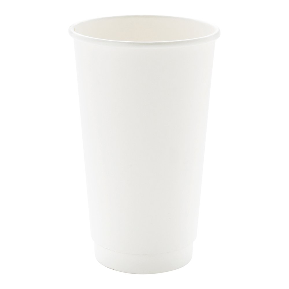 20oz Disposable Coffee Cups - 250 Pack Insulated Double Wall Paper Hot Beverage Cups, Leakproof & Eco-Friendly, White Rolled-Rim Design - Perfect for Coffee Shops, Offices, and Catering Events (Lids Sold Separately)