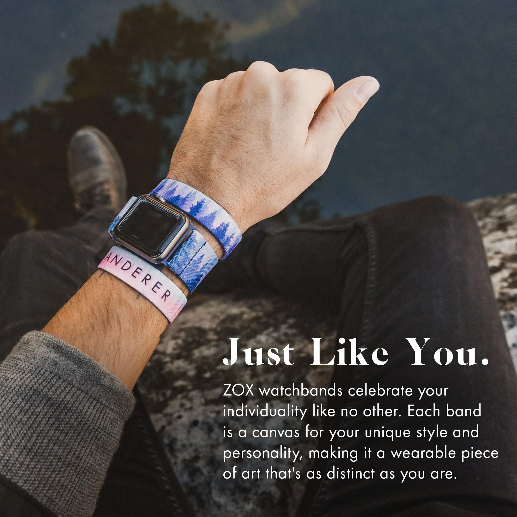 ZOX Elastic Apple Watch Band with Motivational Affirmations & Artwork - Adjustable Strap for Men, Women & Kids - Perfect Gift for Fitness, Work & Daily Wear