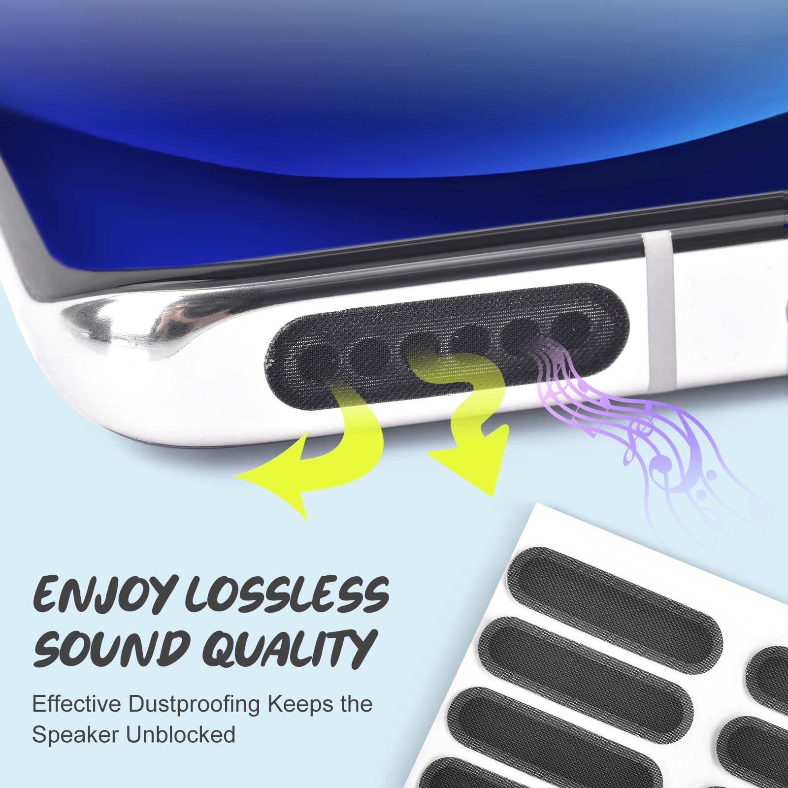 120Pcs Phone Speaker Dustproof Stickers - Anti Dust Protector Covers with Cleaning Brush & Tweezer Kit | Waterproof & Durable Protection for iPhone, Samsung, AirPods | Perfect for Travel, Gym & Outdoor Use