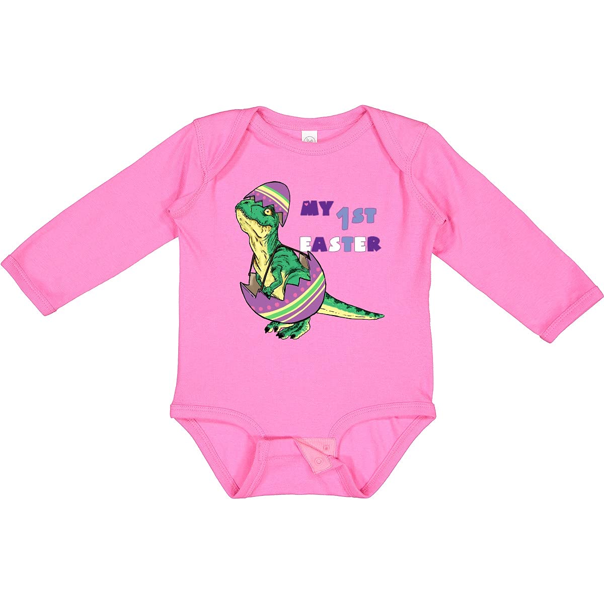 My 1st Easter Baby Dinosaur T-Rex Egg Print Long Sleeve Bodysuit - Cute Easter Outfit for Infants & Toddlers - Perfect for Easter Photos, Egg Hunts & Spring Celebrations
