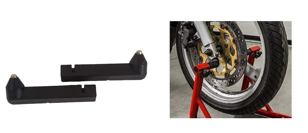 Motorcycle Front Stand Attachment - Front Wheel Stand Under Fork Misaligned Adapter Set (2 Pins) | Perfect for Bike Maintenance, Storage & Transport | Durable & Easy to Use