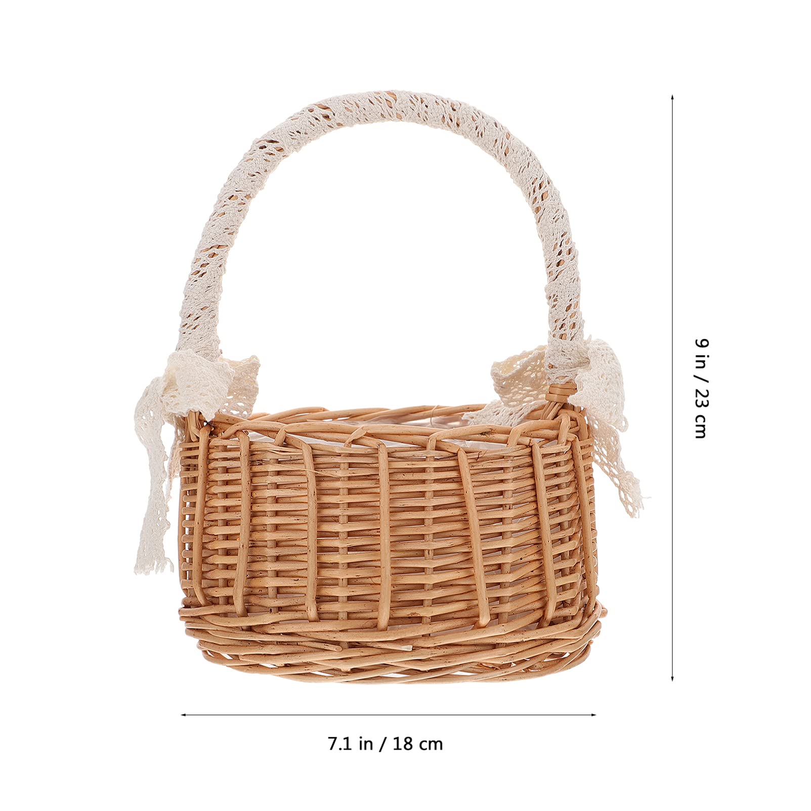 Elegant Rattan Wedding Flower Basket - Portable Woven Picnic Hamper & Decorative Wicker Pot for Bridal Showers, Home Decor, and Outdoor Gatherings