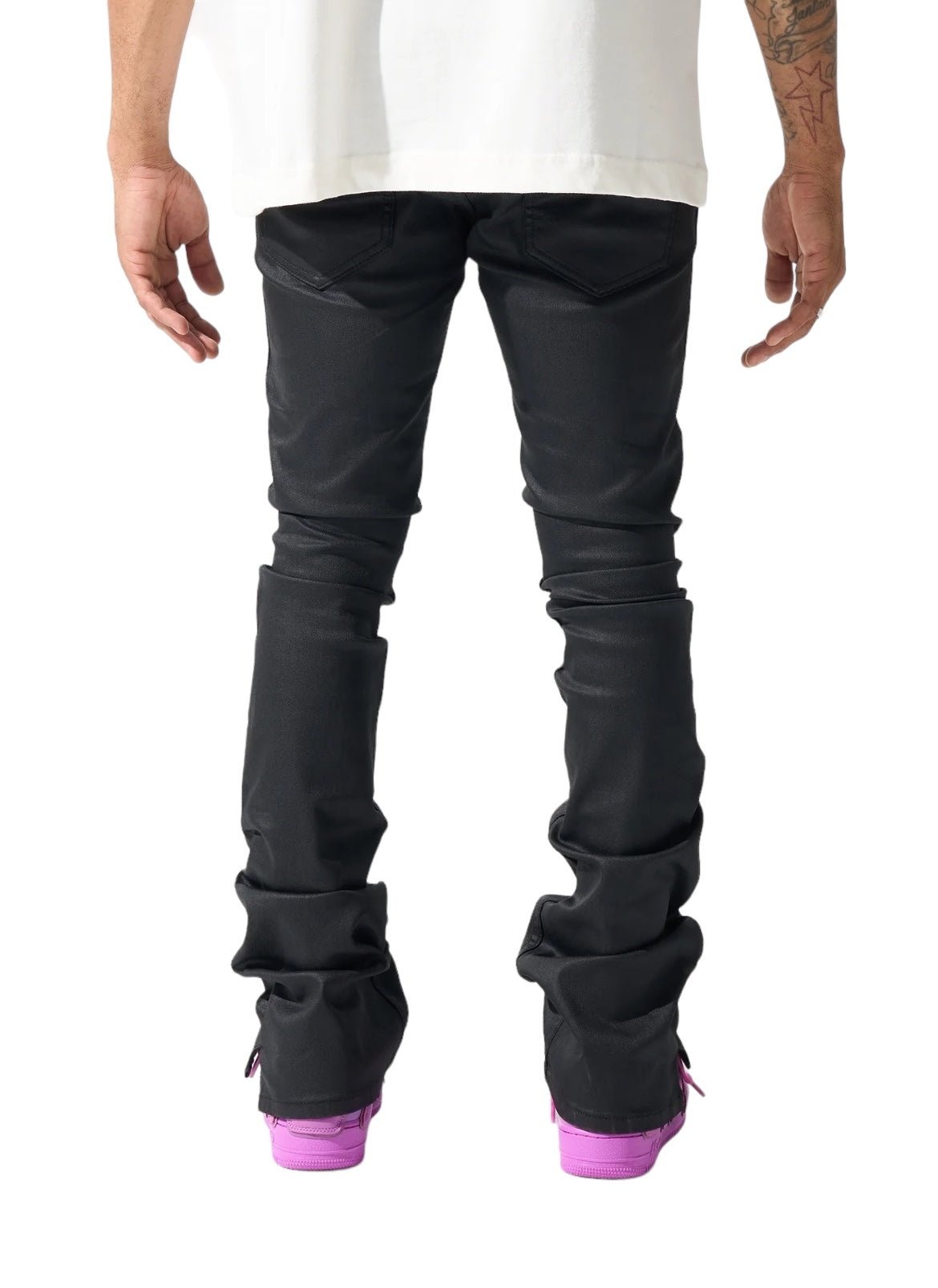 Serenede Caviar Wax Stacked Black Jeans for Women - Trendy High Waist Skinny Jeans for Casual Wear, Night Out & Office Outfits