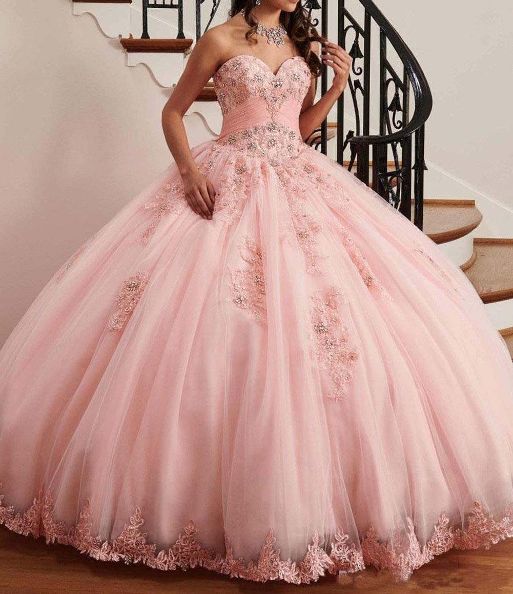 Emmani Women's Sweetheart Quinceanera Dresses with Lace Appliques | Princess Prom Party Gowns in Turquoise | Perfect for Quinceañeras, Proms, Weddings & Formal Events