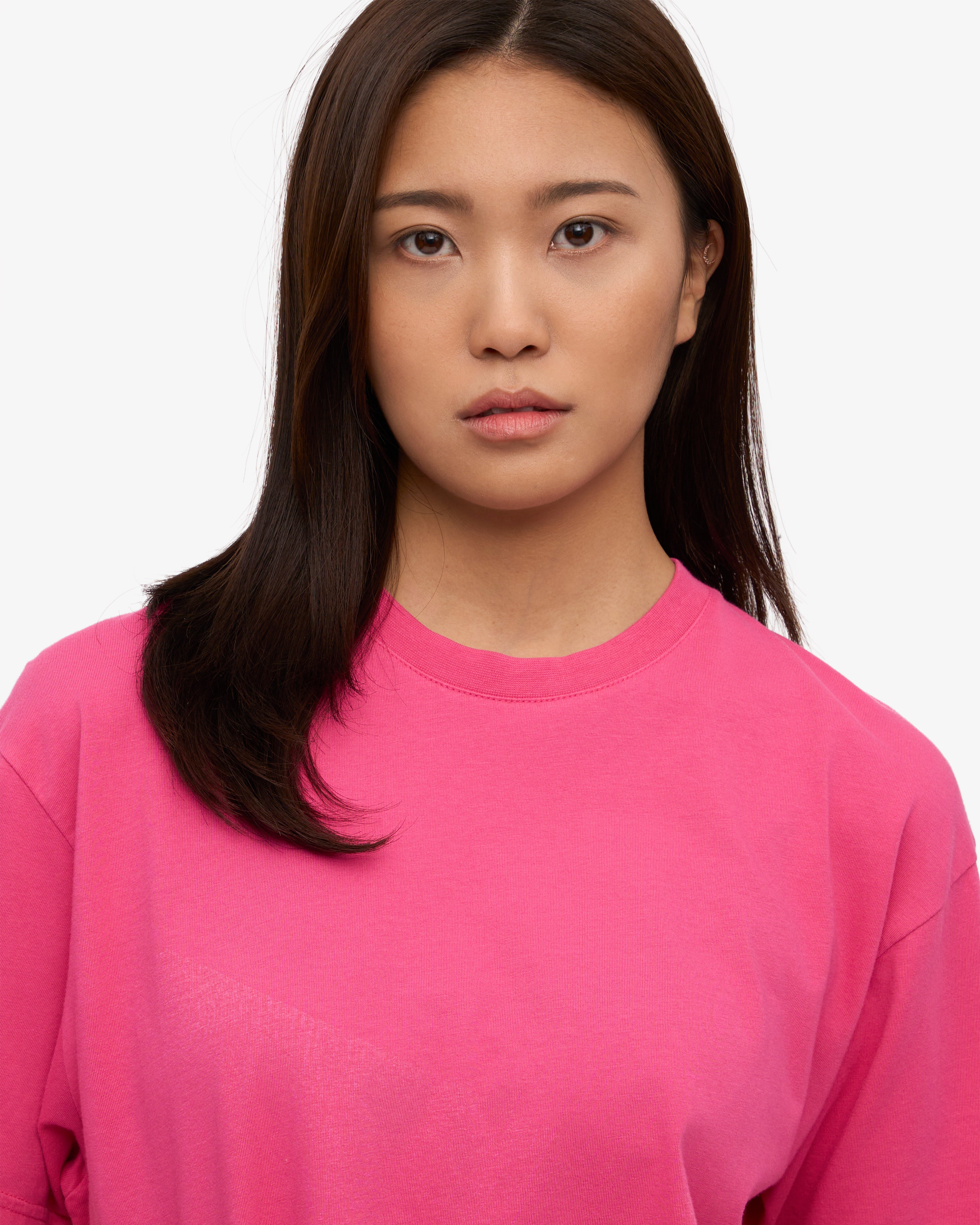 Oversized Organic Cotton T-Shirt for Women - Soft & Comfortable Bubblegum Pink Tee - Perfect for Casual Wear, Loungewear & Street Style