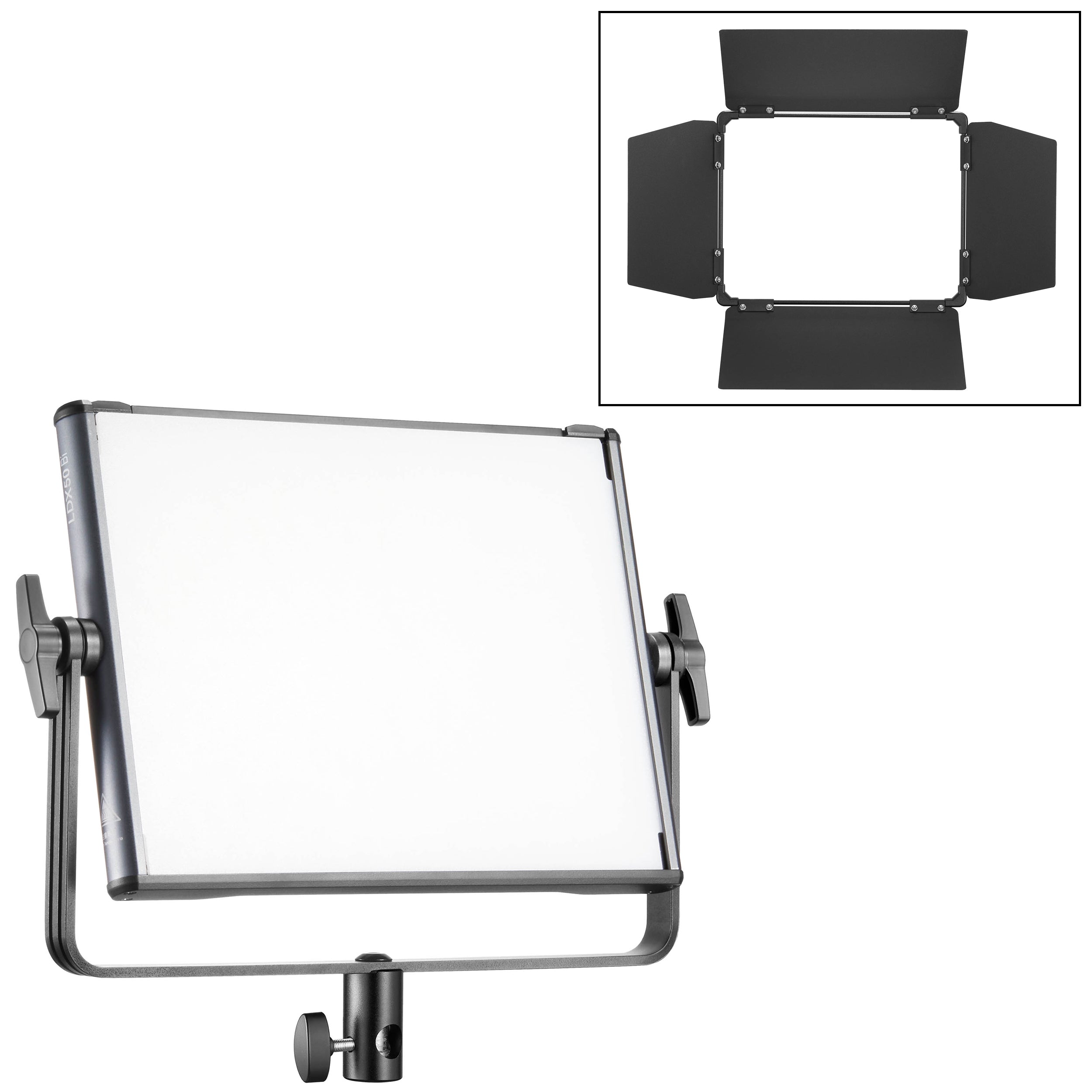 GODOX LDX50Bi Bi-Color LED Panel Light with BD-50 Barn Doors - Professional Studio Lighting for Photography & Videography