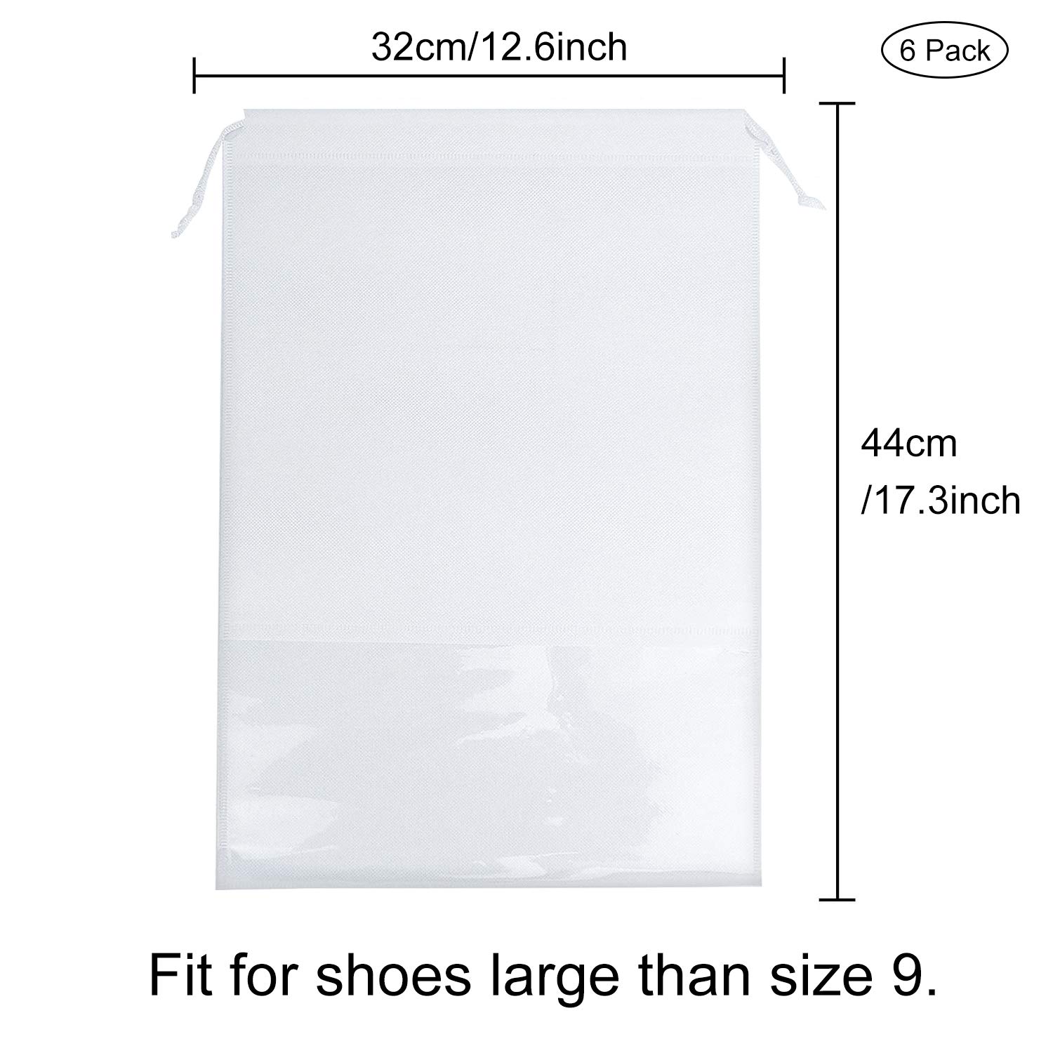 6 Pcs Travel Shoe Bags - Breathable Drawstring Shoe Storage Pouches for Packing & Organization (White) - Perfect for Gym, Vacation & Sports Equipment Storage