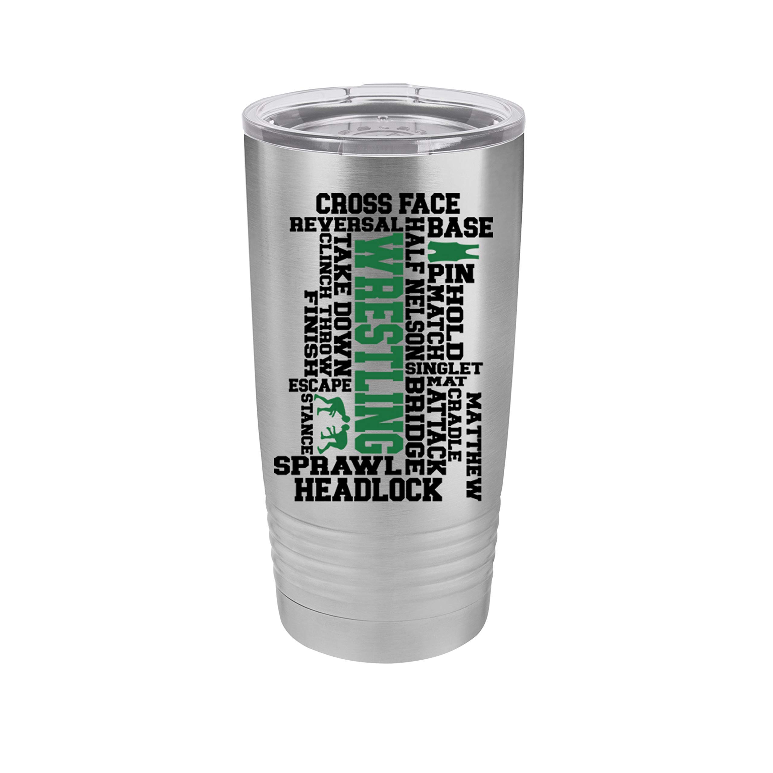 Custom 20 oz Insulated Tumbler with Wrestling Word Art Design - Personalized Stainless Steel Cup for Athletes, Coaches & Fans - Perfect for Gym, Sports Events & Daily Hydration