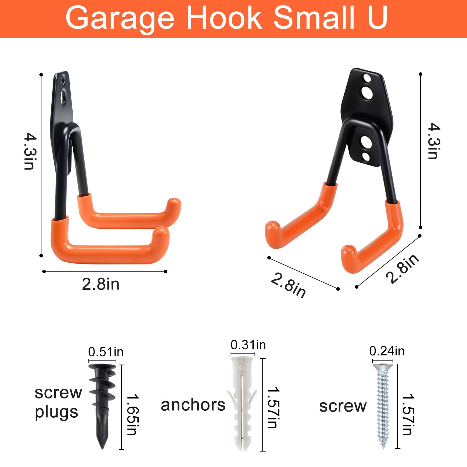 Aoben Heavy Duty Steel Garage Storage Hooks - 6 Pack Wall Mount Utility Hooks for Ladder, Chairs & Heavy Tools Organization | Durable U-Shaped Tool Hangers for Garage, Workshop & Home Storage Solutions