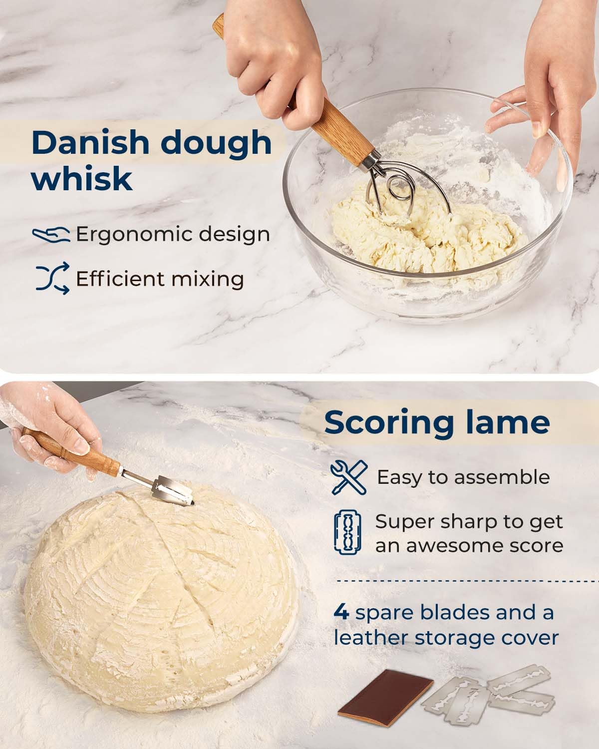 Silicone Proofing Baskets with Sourdough Starter Jar Kit - 9 Inch Round & 10 Inch Oval Foldable Banneton Bread Proofing Baskets - Professional Sourdough Bread Baking Supplies for Home Bakers | Perfect for Artisan Bread, Homemade Sourdough, and Baking Enthusiasts