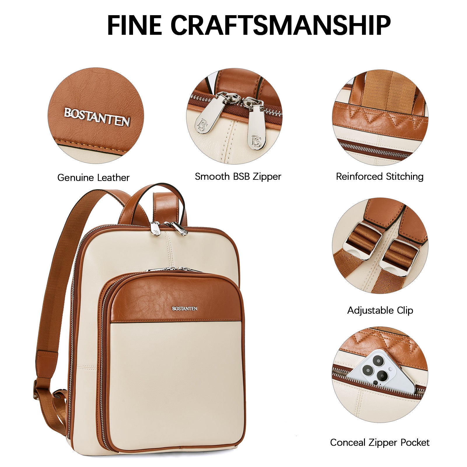 Genuine Leather Backpack Purse for Women - Stylish & Durable Vrba Crossbody Bag - Perfect for Travel, Work & Everyday Use