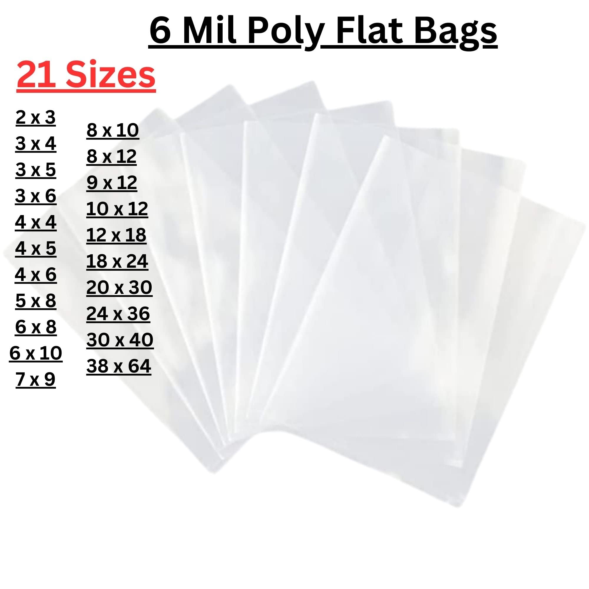 Clear Flat Poly Bags 20x30 Inches - 6Mil Thick (50 Pack) | Durable LDPE Plastic Packaging for Shipping, Storage & Retail | Resealable Open Top Design | Perfect for Crafts, Apparel, Food & Small Business Packaging