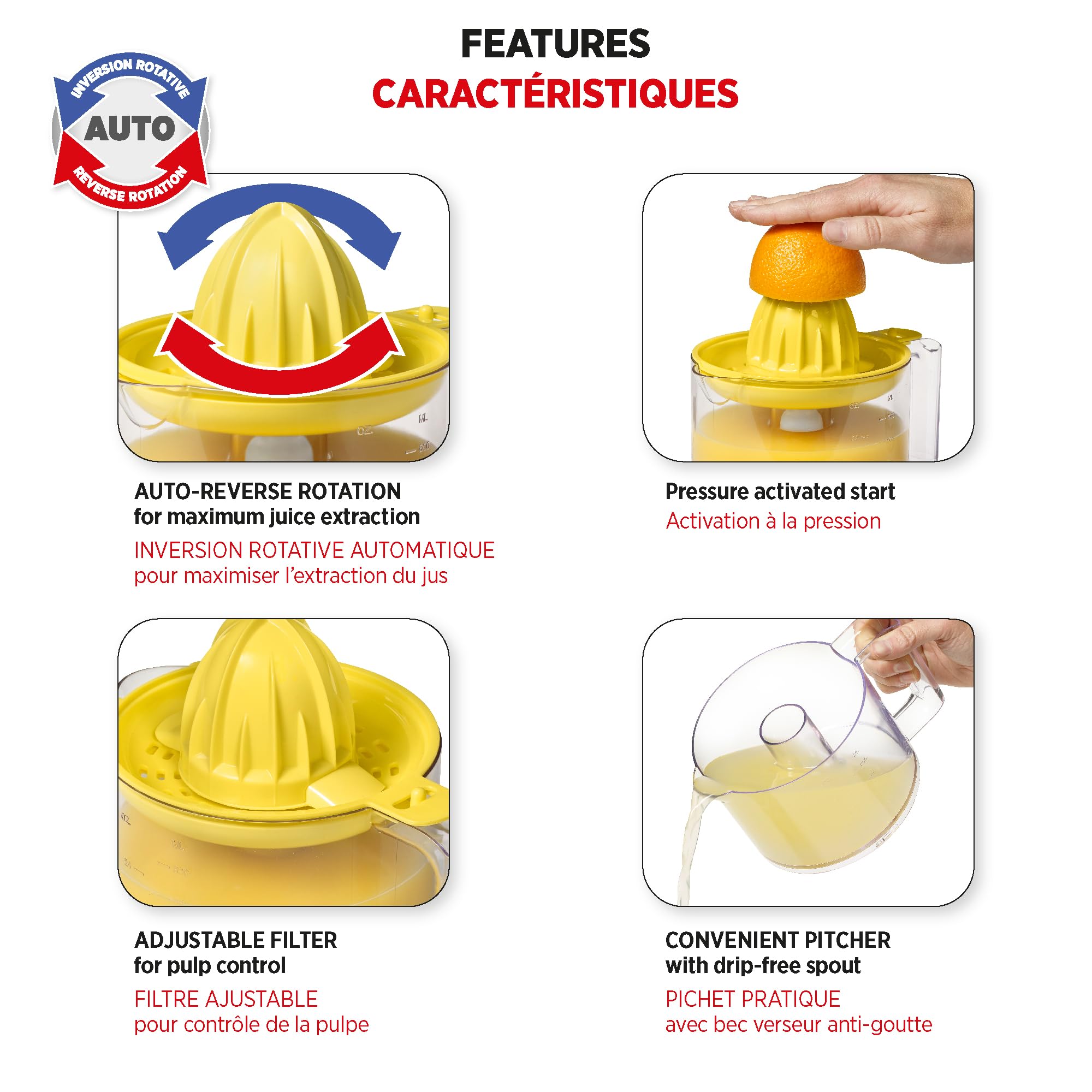 Starfrit Electric Citrus Juicer - Automatic Orange Lemon Lime Squeezer with High Yield - Perfect for Fresh Juice, Cocktails & Healthy Drinks at Home, Restaurants or Bars