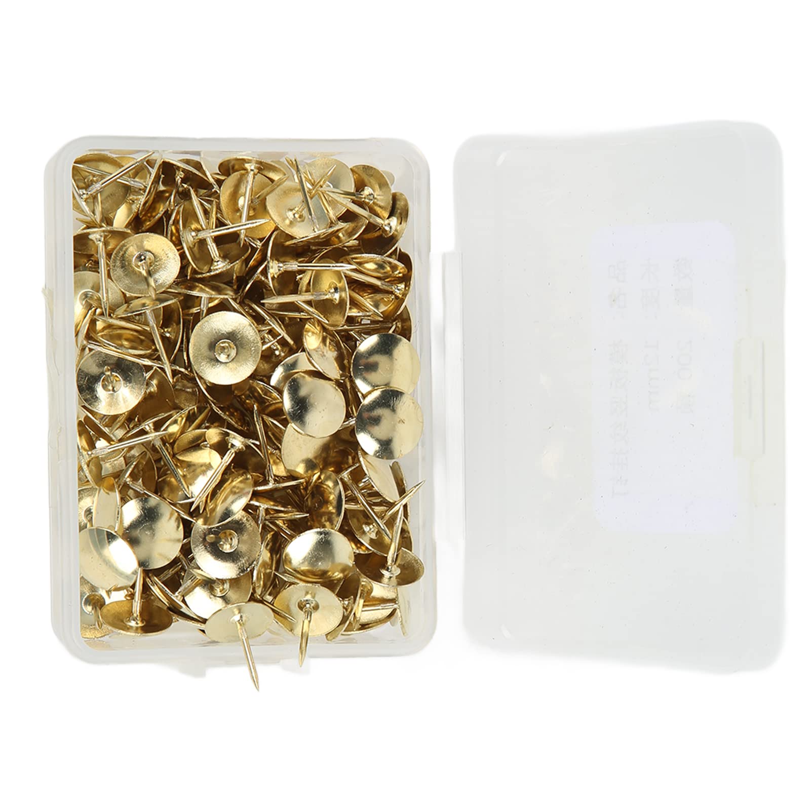 200Pcs Gold Thumb Tacks 1.2cm - Flat Push Pins for Cork Board, Bulletin Board, Office, Classroom & Home Decor - Durable Iron Thumbtacks for Wall Art, Photos & Notes Organization