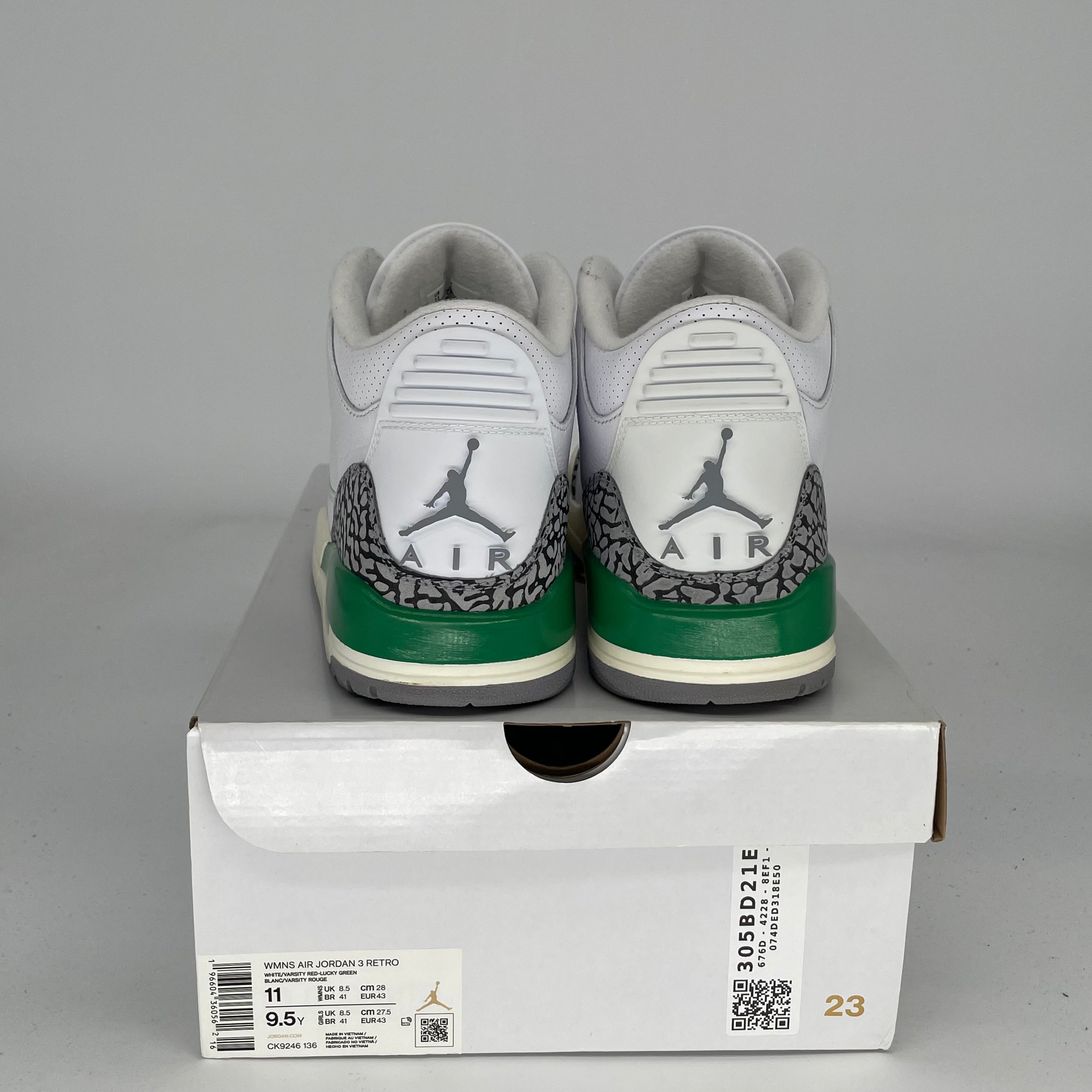 AIR JORDAN 3 Lucky Green Women's Sneakers - Size 9.5/11W (CK9246-136) - Retro Basketball Shoes for Women, Casual Streetwear & Gym Workouts