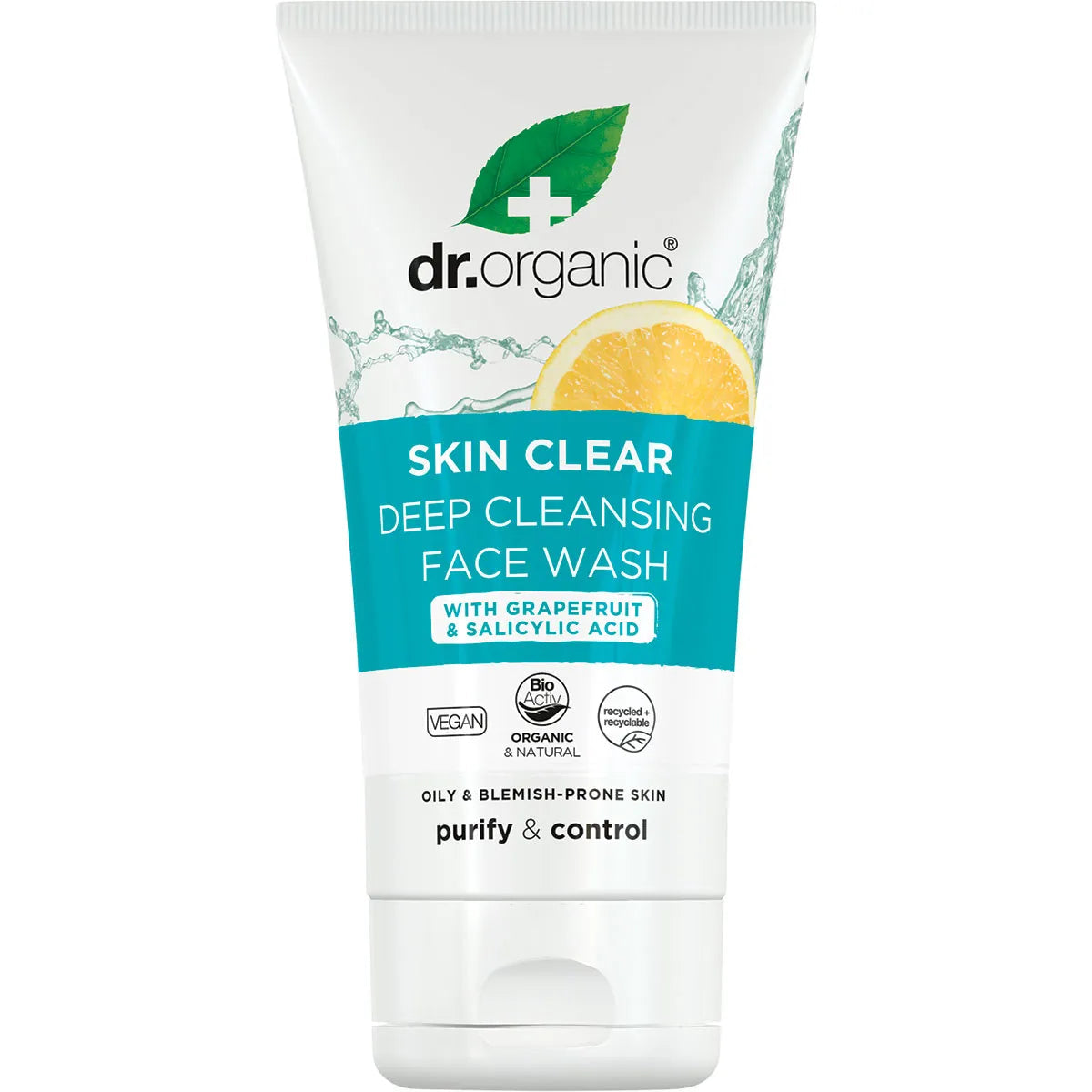 Dr Organic Deep Pore Cleansing Face Wash for Oily & Acne-Prone Skin - Gentle Exfoliating Facial Cleanser with Natural Ingredients - Perfect for Daily Skincare Routine & Deep Cleansing