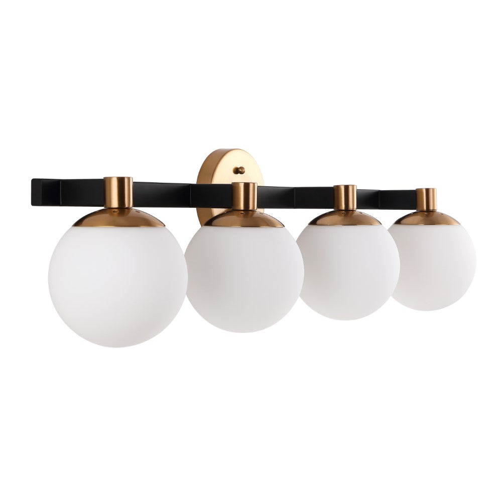 Modern Contemporary LED Vanity Mirror with Globe Metal Frame and Frosted Glass - Perfect for Bedroom, Bathroom, and Dressing Room Makeup Lighting