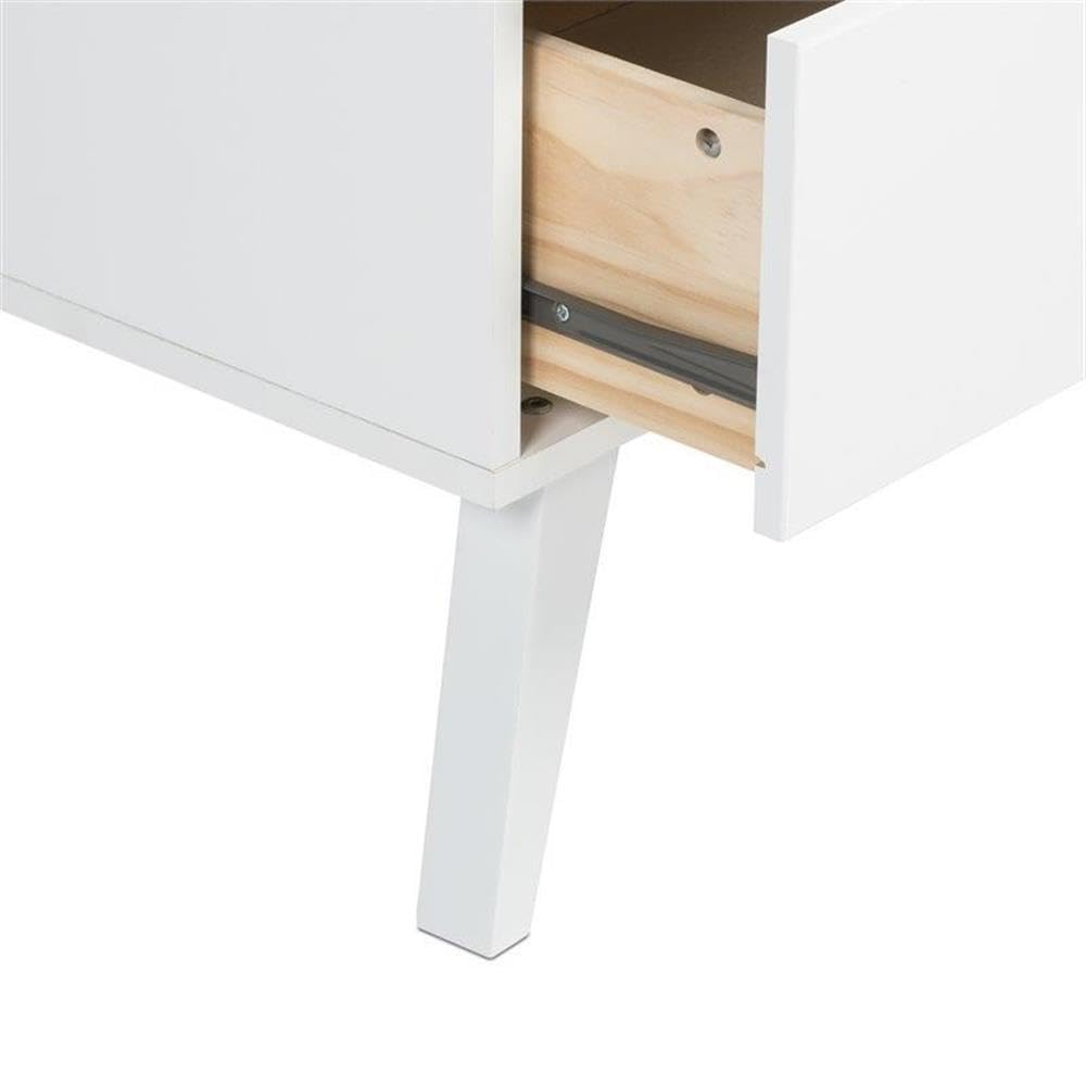 Mid Century Modern Nightstand Set of 2 - White 2-Drawer Tall Bedside Table for Bedroom, Living Room & Guest Room - Home Square Furniture