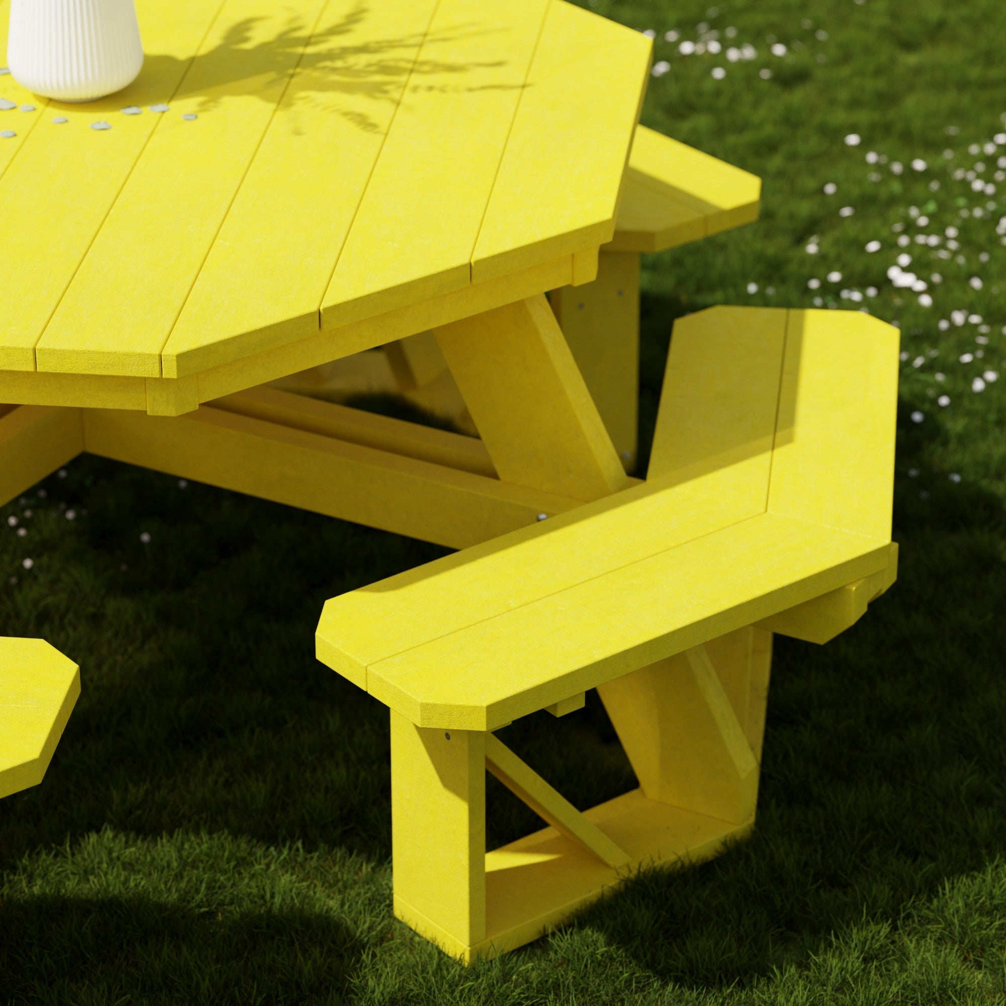 Heritage Octagon Picnic Table - 8-Person Outdoor Dining Set for Backyard, Patio, Garden, Park & Camping - Durable All-Weather Wooden Picnic Bench