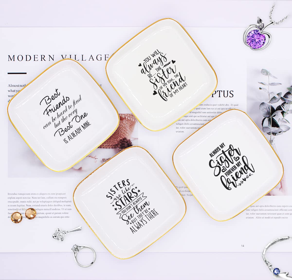 Littlefa Ceramic Ring Dish - Unique Jewelry Tray for Bestie, BFF, Sister - Meaningful Birthday & Christmas Gift for Friends - Perfect for Home Decor, Vanity Organizer, and Gift Giving