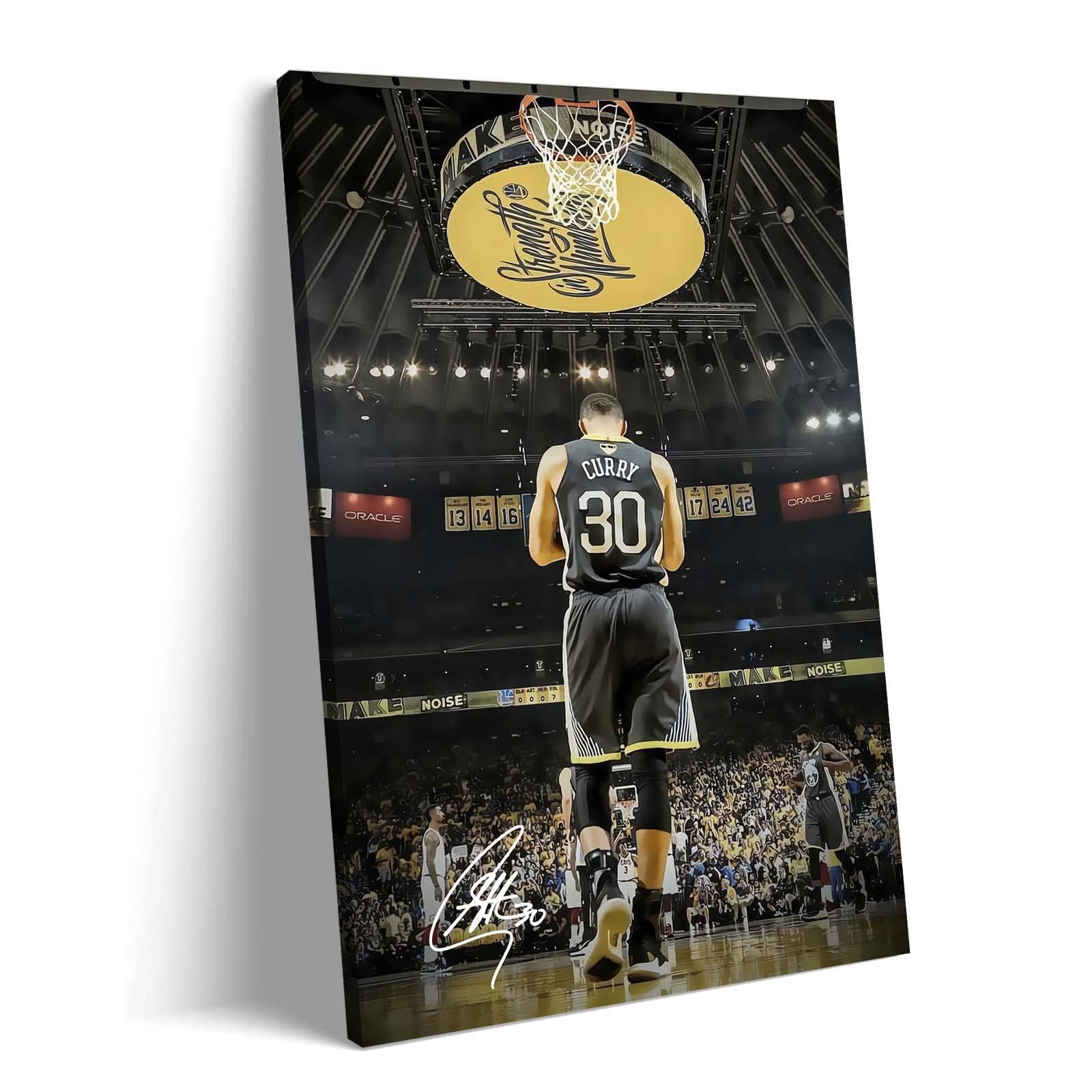 Stephen Curry Basketball Poster Canvas Wall Art - 24x36 Inch Wooden Frame - Perfect for Living Room, Bedroom, Office & Sports Fan Decor - NBA Wall Decor for Basketball Lovers & Sports Enthusiasts