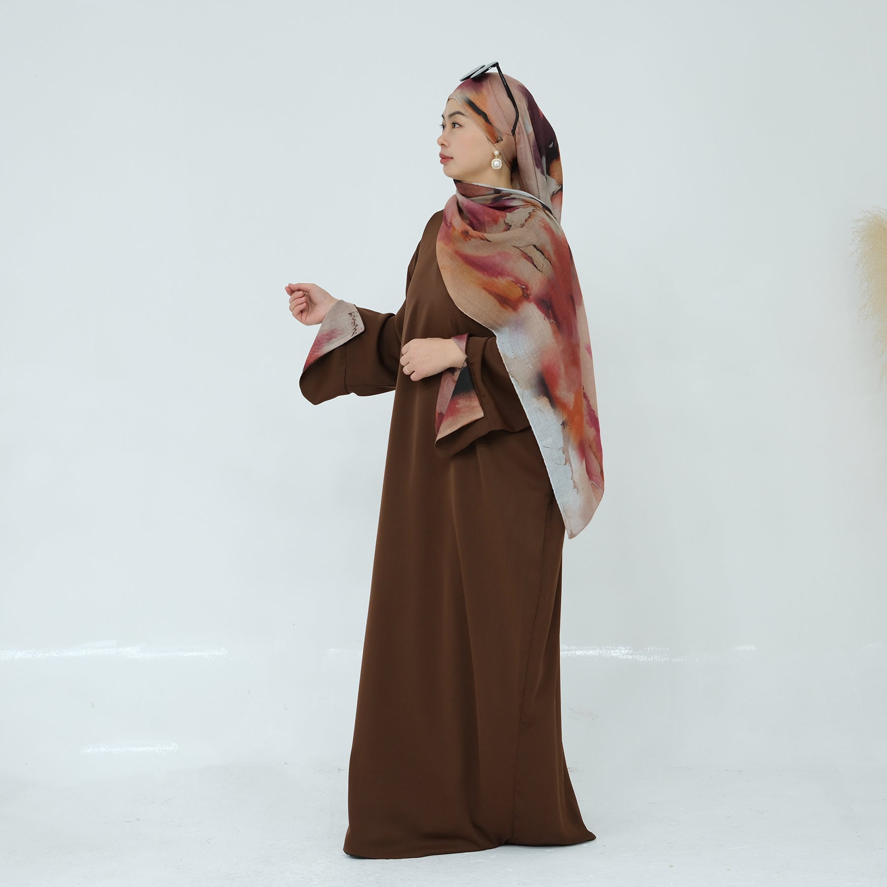 Chloe Abaya and Hijab Set - Elegant Brown Islamic Modest Dress for Women | Perfect for Prayer, Eid, and Special Occasions