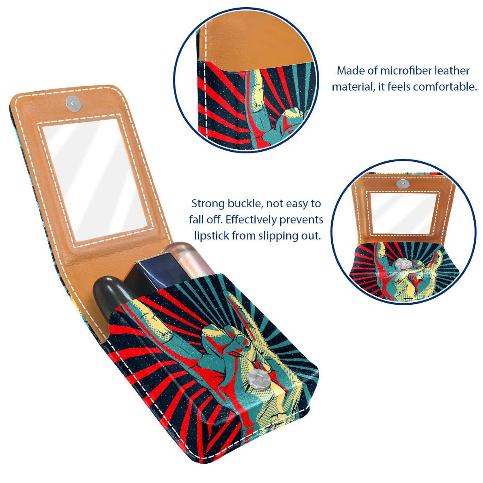 Personalized Lipstick Case - Portable Makeup Bag & Cosmetic Pouch Organizer with Rock N Roll Sign Design | Perfect for Travel, Daily Use & Gift Giving