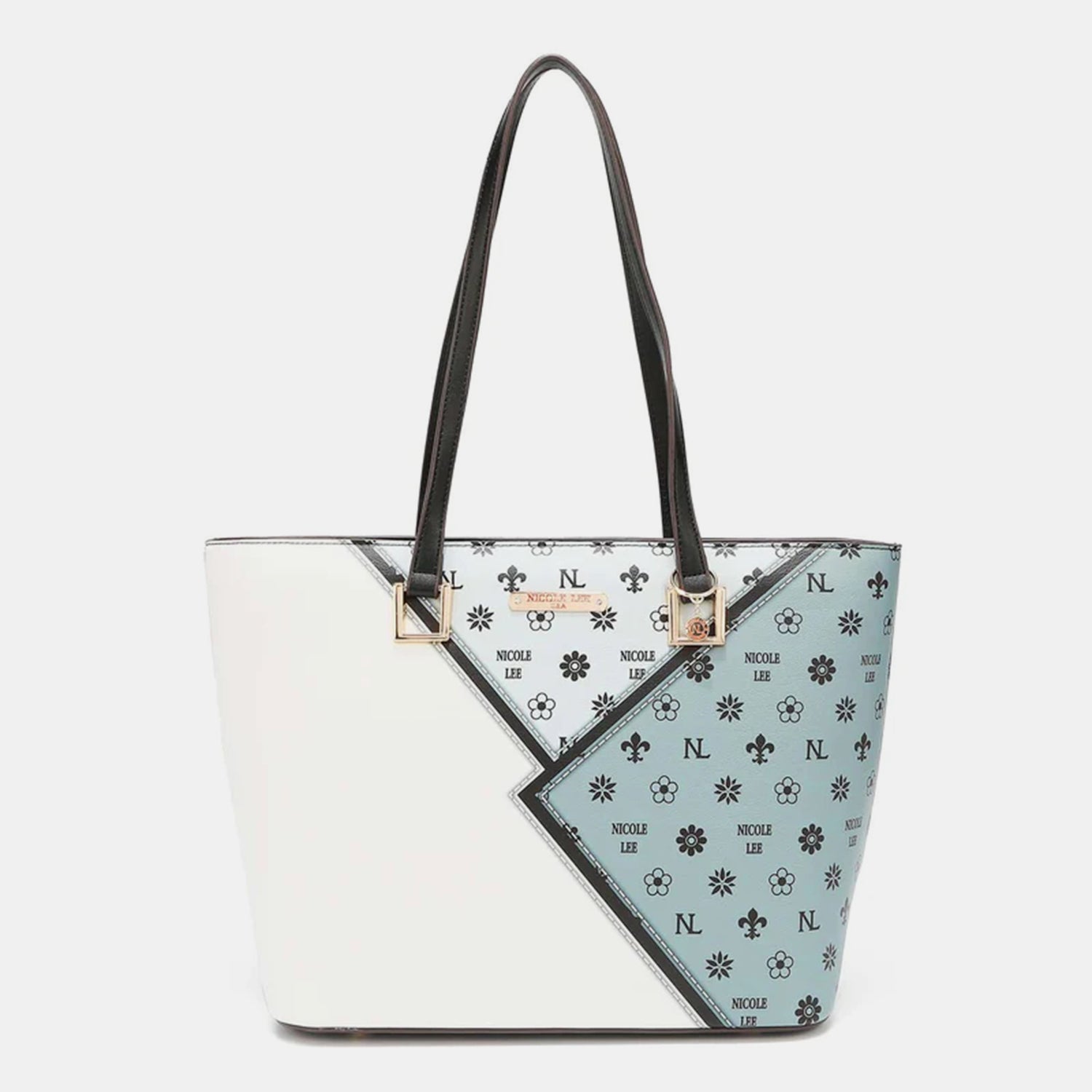 Nicole Lee USA 3 Piece Color Block Handbag Set - Trendy Women's Tote, Crossbody & Clutch Purse Combo for Work, Travel & Evening Out