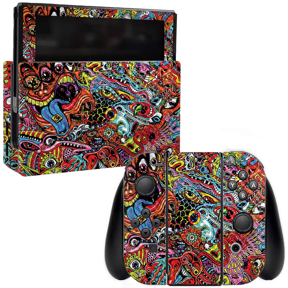 MightySkins Carbon Fiber Skin for Nintendo Switch - Acid Trippy Design | Protective & Durable Textured Vinyl Wrap | Easy to Apply, Remove & Change Styles | Made in USA | Perfect for Gaming Protection & Customization