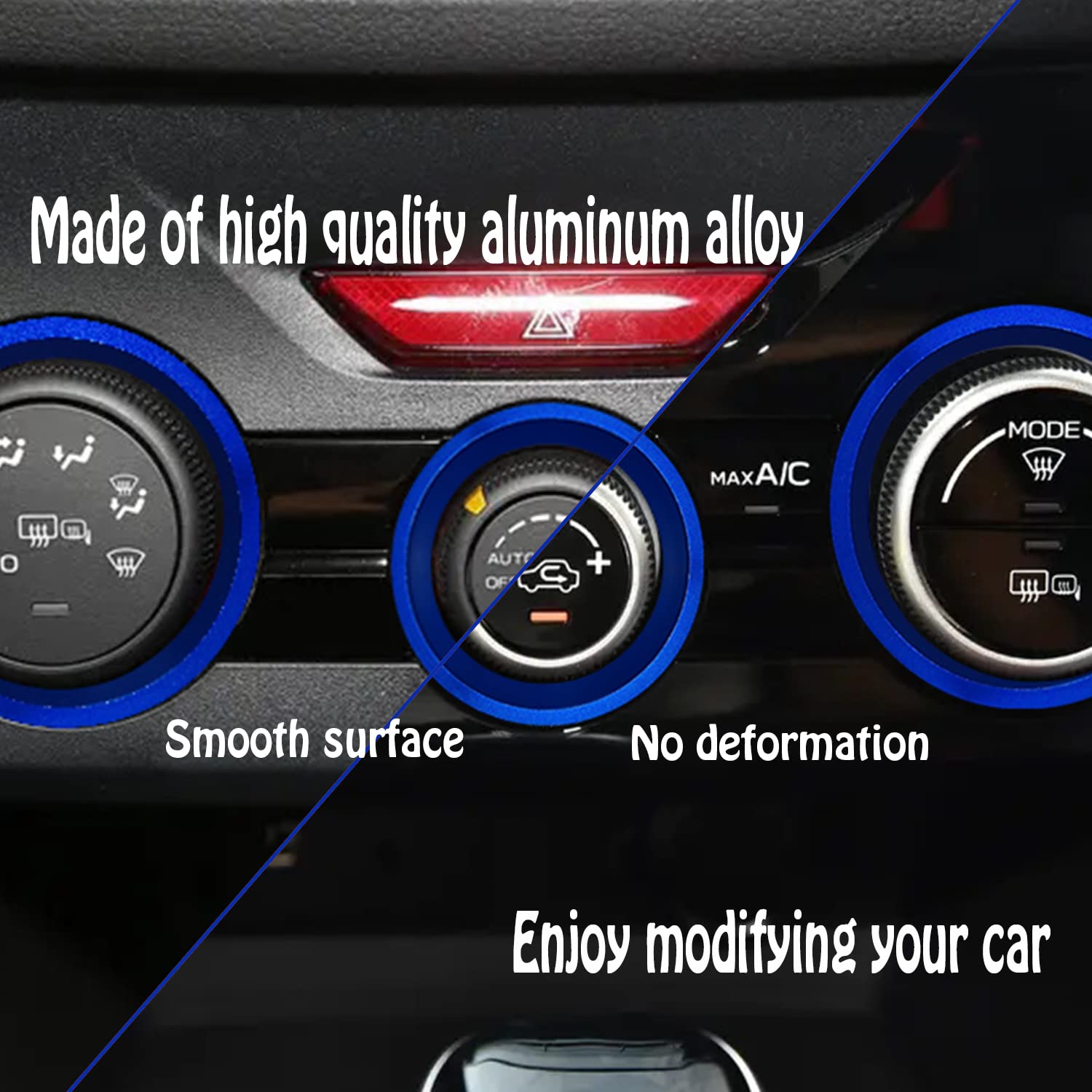 AC Switch Knob Ring for Subaru Forester 2019-2023, Crosstrek 2018-2023, Impreza 2017-2023 - 3PCS Blue Radio Control Switch Ring Accessories - Perfect for Interior Customization & Easy Climate Control Operation