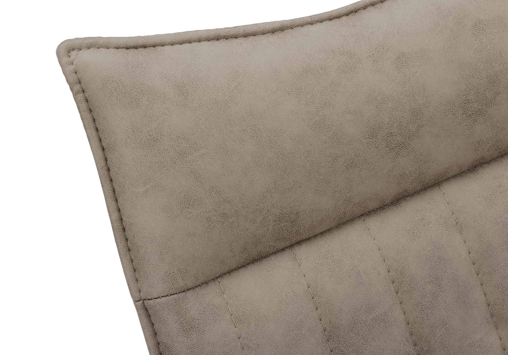 Monarch Specialties 1216 Modern Upholstered Dining Chairs - Set of 2, Beige Fabric with Taupe Leather-Look & Black Metal Frame, 18.5