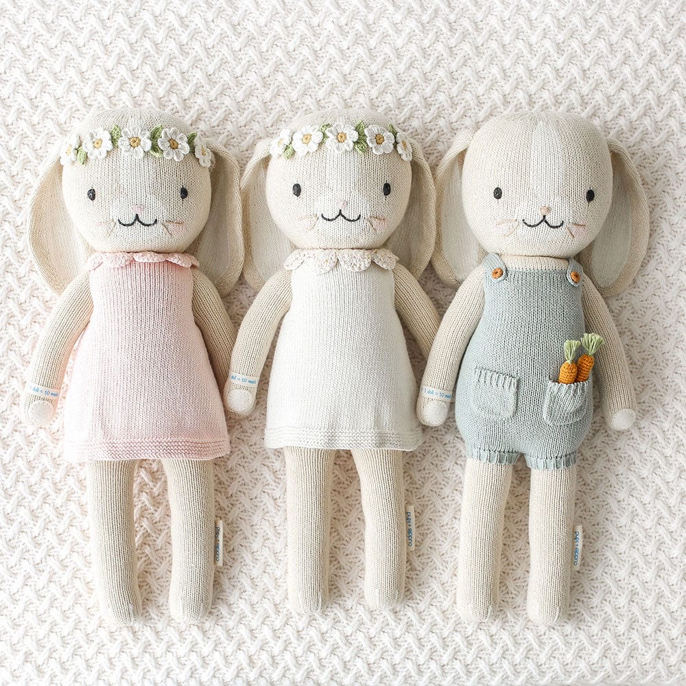 Cuddle+Kind Henry the Bunny (Little) - Organic Cotton Handmade Plush Toy for Babies & Kids | Perfect for Cuddling, Gifts, and Nursery Decor