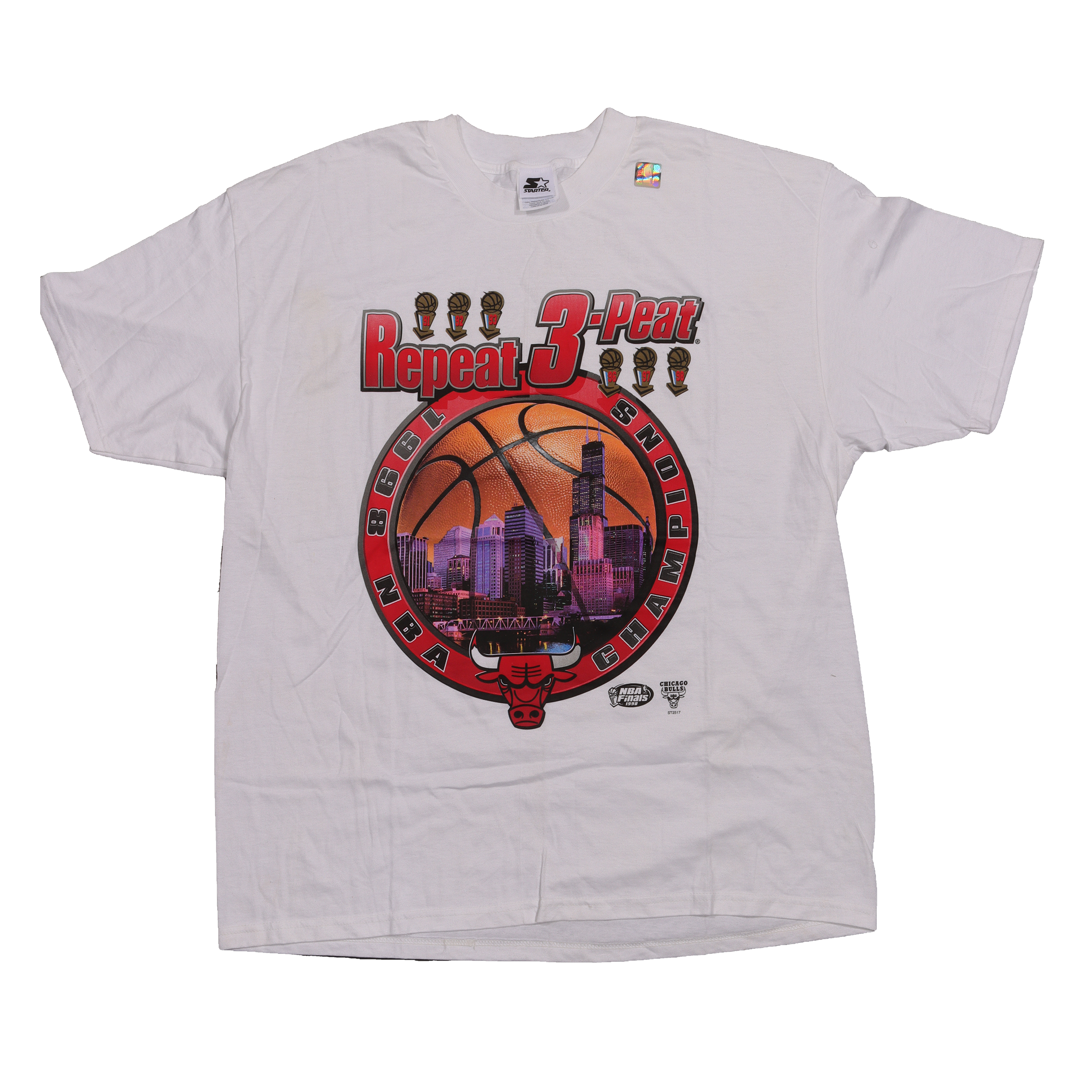 1998 Chicago Bulls 'Repeat 3 Peat' Championship Vintage T-Shirt - NBA Basketball Fan Apparel for Men & Women - Perfect for Game Day, Sports Events & Retro Fashion