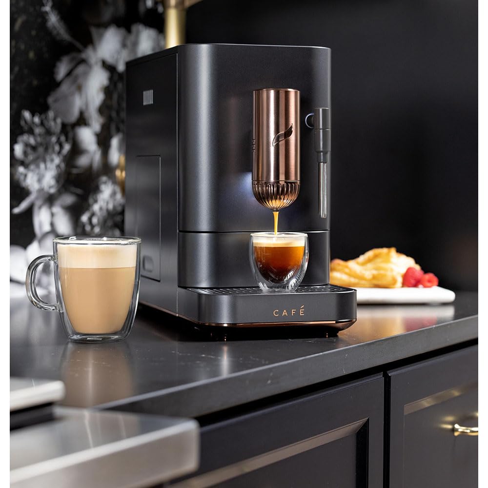 Café Affetto Automatic Espresso Machine with Milk Frother & Built-in Adjustable Coffee Grinder - 1.2L Matte Black (C7CEBBS3RD3) | One-Touch 90-Second Brewing | Perfect for Home Baristas & Office Coffee Stations