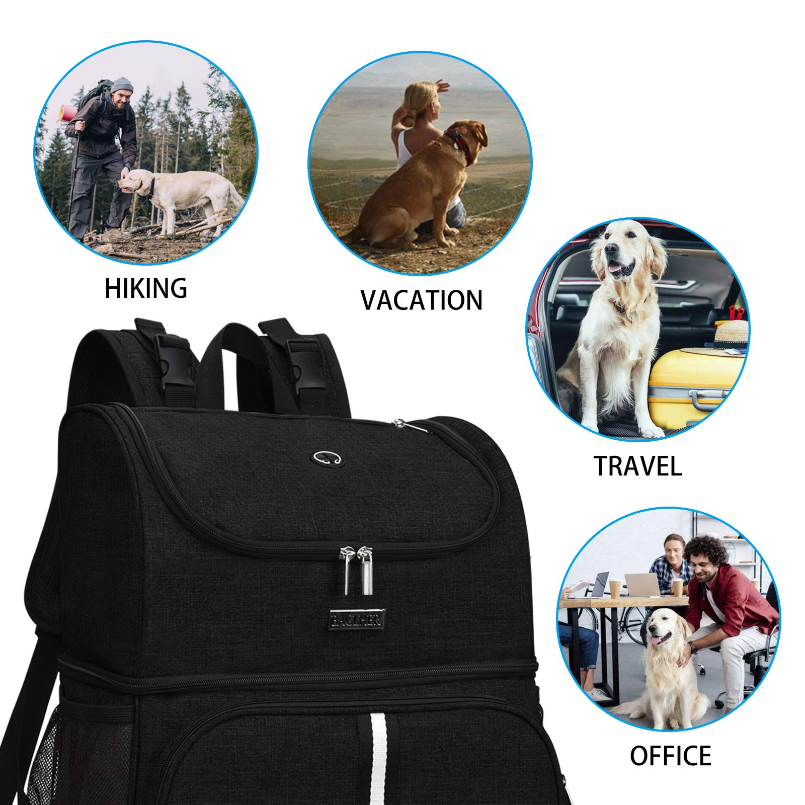 BAGLHER Pet Travel Backpack with Bowls - Durable Double-Layer for Dogs & Cats - Outdoor Adventures