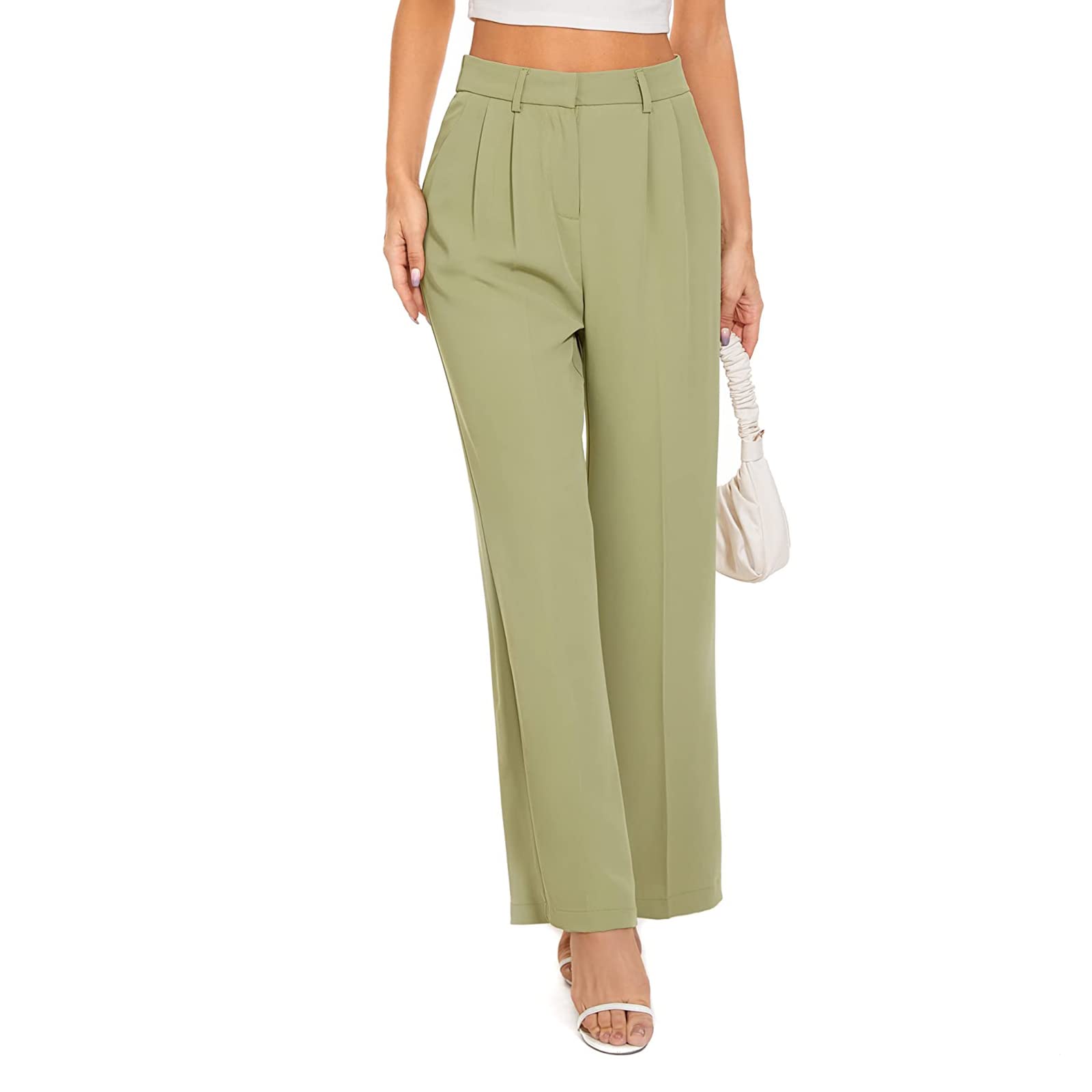 Votuleazi Women's Wrinkle-Free Straight Leg Suit Pants - Professional Office Work Pants with Loose Fit & Comfortable Stretch Fabric | Perfect for Business Attire, Formal Wear & Corporate Meetings