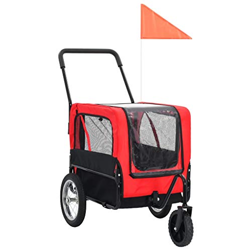 Foldable Pet Bike Trailer for Dogs & Cats - Heavy Duty Steel Frame Bicycle Stroller with 2 Entry Points & Removable Rain Cover - Perfect for Outdoor Cycling, Jogging, and Park Adventures