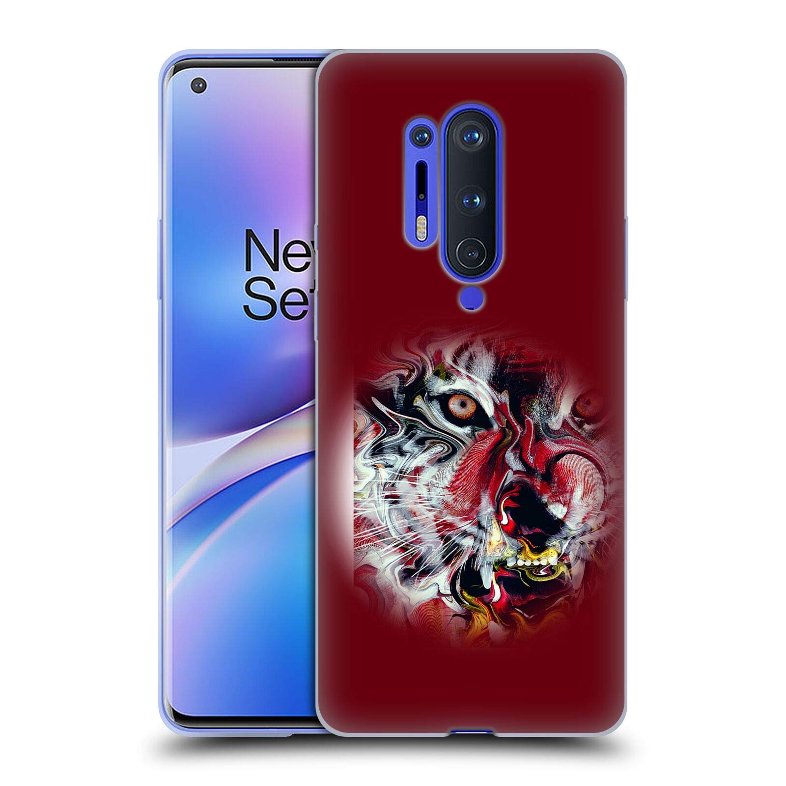 Head Case Designs Officially Licensed Riza Peker Warm Tiger Animal Abstract Soft Gel Case for OnePlus 8 Pro 5G - Durable Protection & Stylish Cover for Daily Use