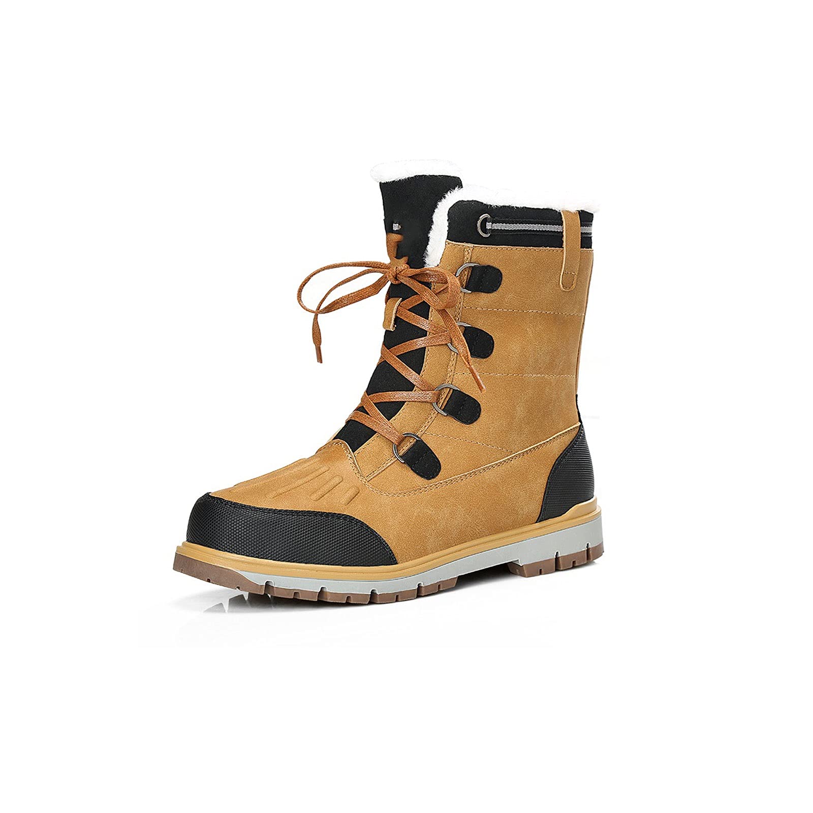 GAGC Men's Snow Boots - Waterproof Winter Boots for Men, Plush Lined Non-Slip Mid Calf Boots, Fashionable Casual Boots for Cold Weather (Brown, Size 8) | Ideal for Snowy Days, Outdoor Activities & Winter Hiking