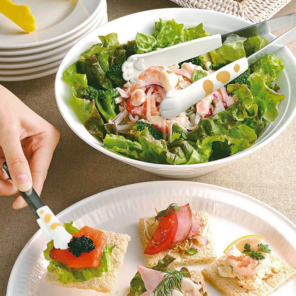 Silicone Food Tongs for Cooking, BBQ & Buffet - Stainless Steel Kitchen Clip