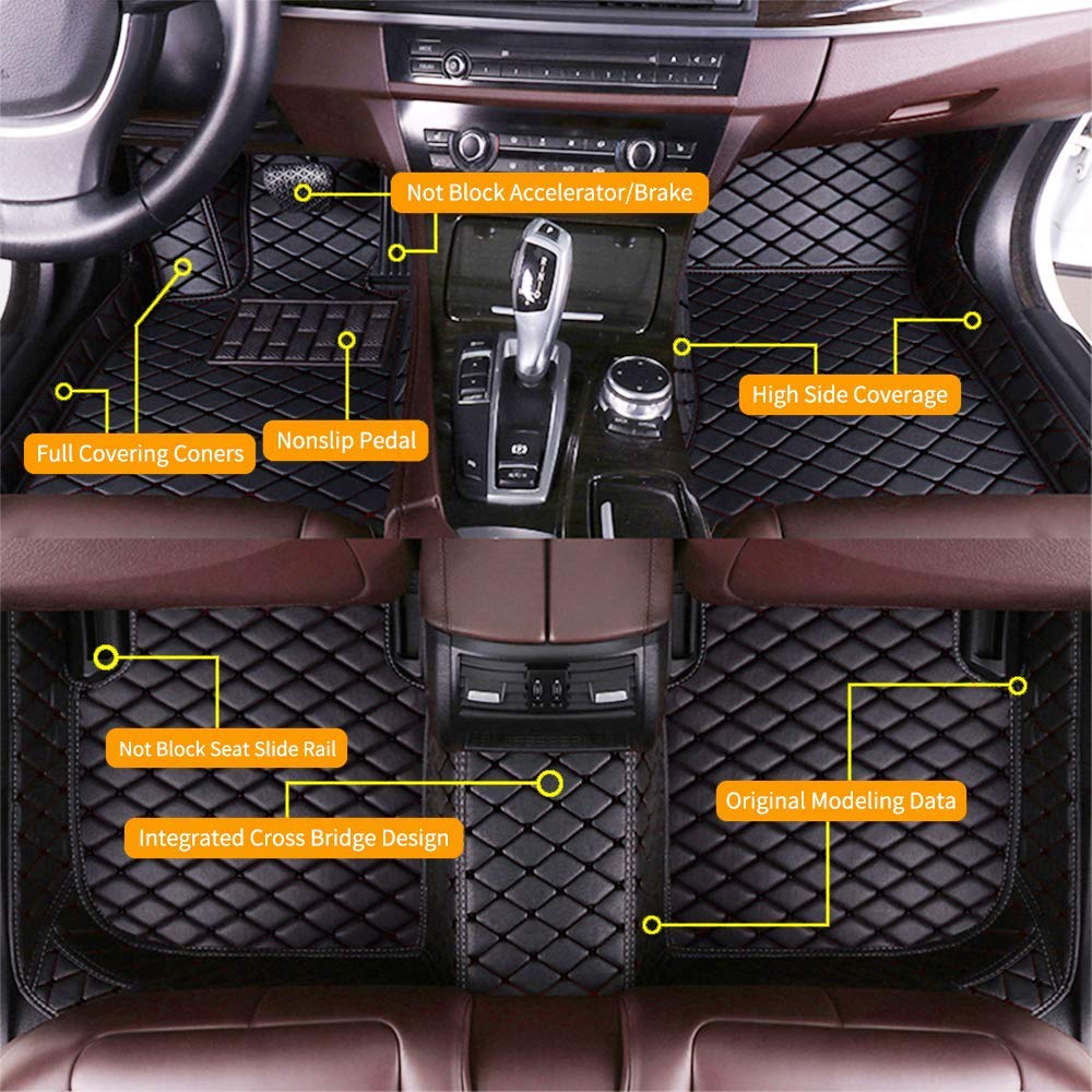 Premium Custom Car Floor Mats for Audi A8 W12 4-Seat (2011-2016) - Waterproof, Anti-Skid Luxury Leather Full Coverage Liners - Front & Rear Set - Perfect for All-Weather Protection & Luxury Interior Upgrade