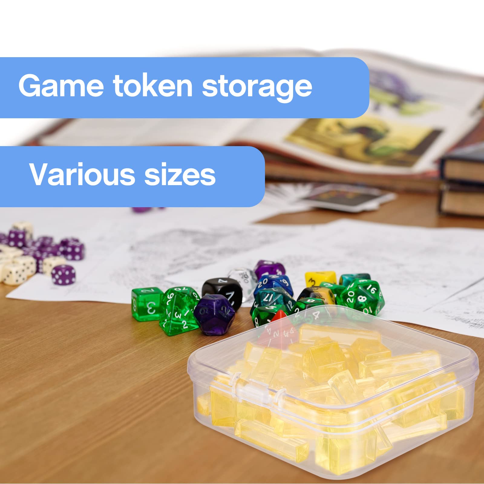 32 Pcs Clear Plastic Storage Containers for Board Game Tokens & Dice - Mixed Sizes Organizer Boxes with Lids for Game Components, Card Accessories - Perfect for Game Nights, Travel & Home Organization