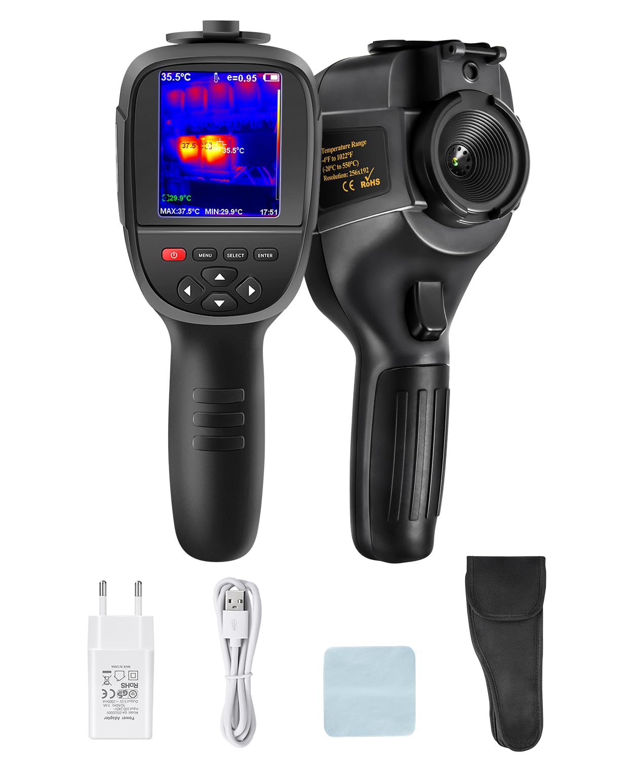 Upgraded 256x192 IR Thermal Imaging Camera - Handheld Infrared Thermometer with Dual-Light Fusion (-4°F to 1022°F) for HVAC Leak Detection, Car Maintenance & Electrical Inspections | Perfect for Home Inspectors, Auto Mechanics & Industrial Professionals