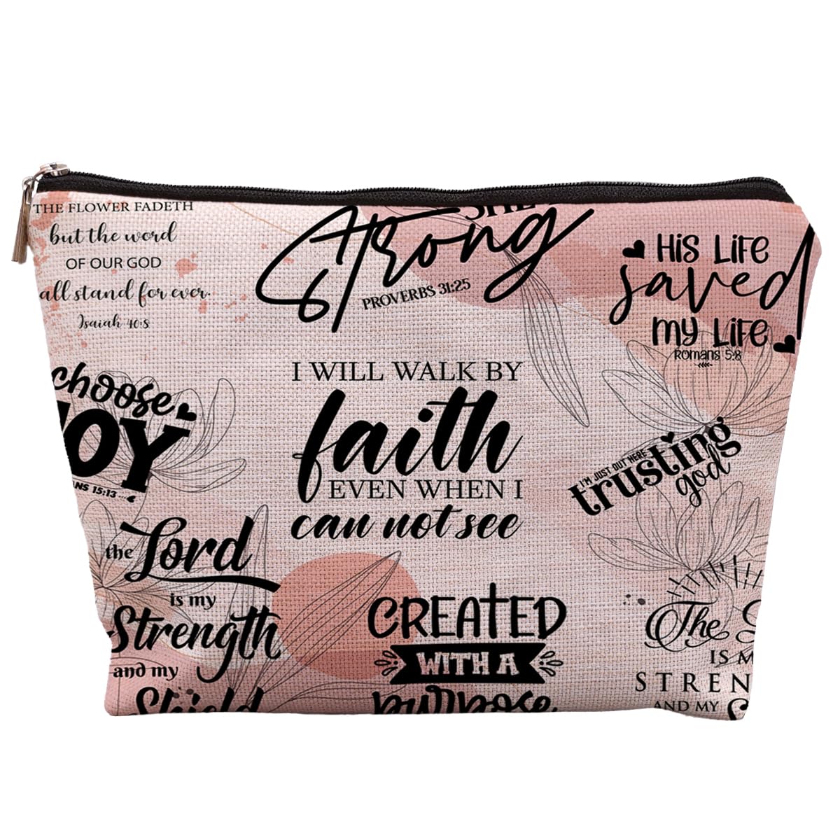 Inspirational Christian Makeup Bag - Bible Verse Gift for Women | Church & Travel Use