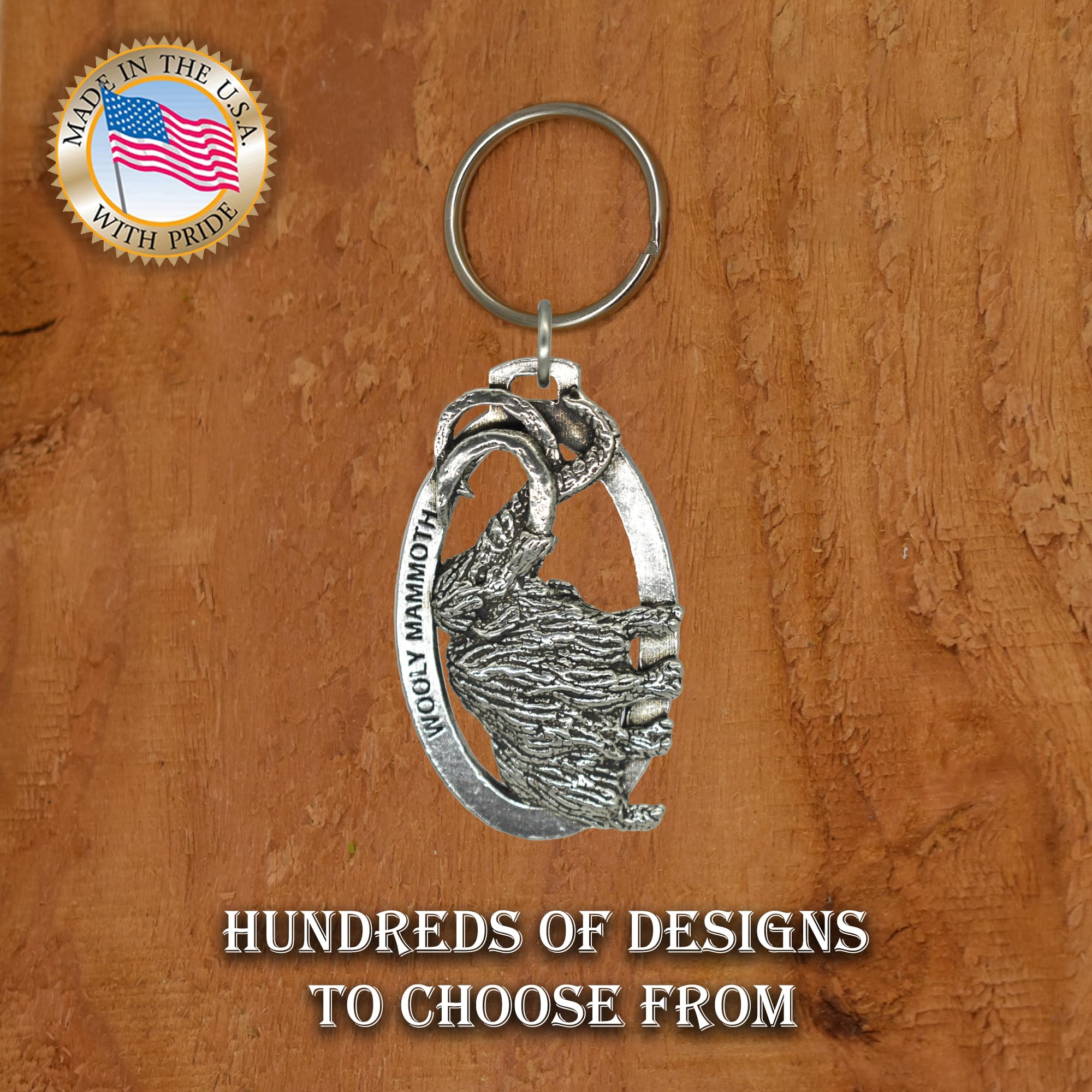 Handmade Pewter Wooly Mammoth Keychain - 2